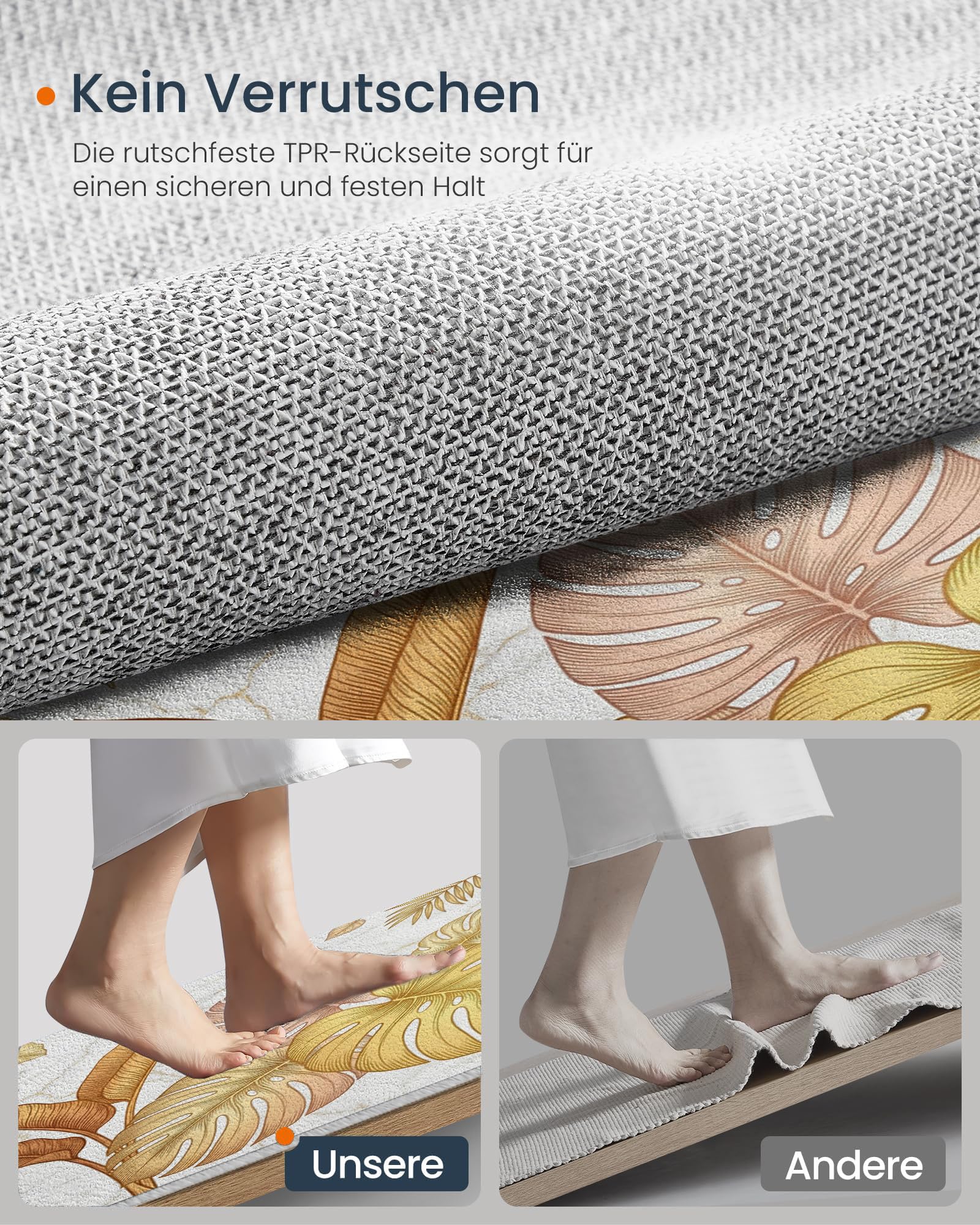 Tappeto Salotto Rotondo Grande Pelo Corto, Monstera Deliciosa Foglie Banano Grandi Antiscivolo Tondo Moquette, Soggiorno Bambini Camera,Cucina,Bagno,Domestica Decor Tappeti (Ø 100 cm,Oro)
