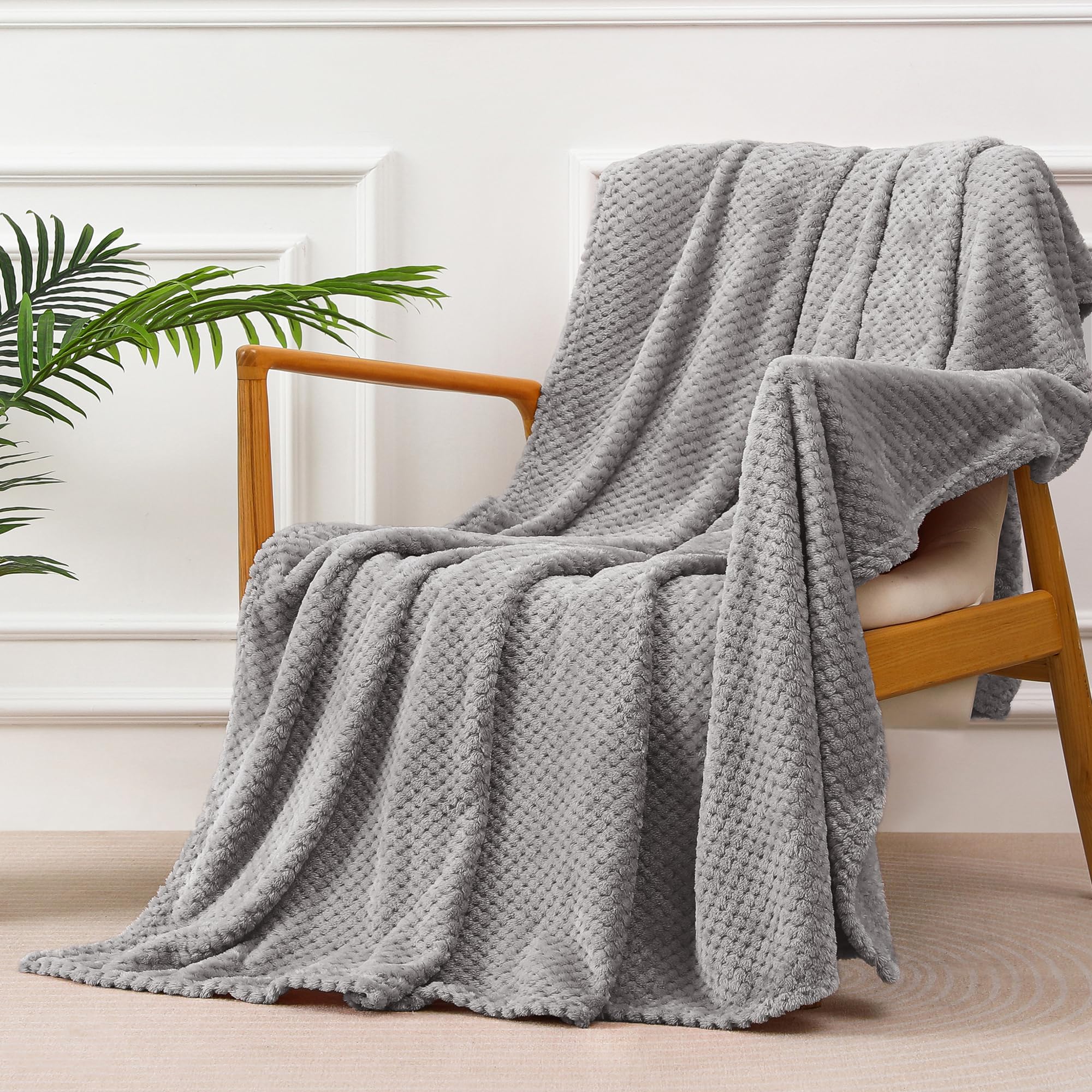 Manta de Polar Franela para Sofa y Cama 130 x 170 cm, Grigio Chiaro