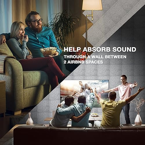 Miniatura 7 de Panel de absorción acústica, 12 x 12 x 0.4, panel de aislamiento acústico, paneles cuadrados aislantes.