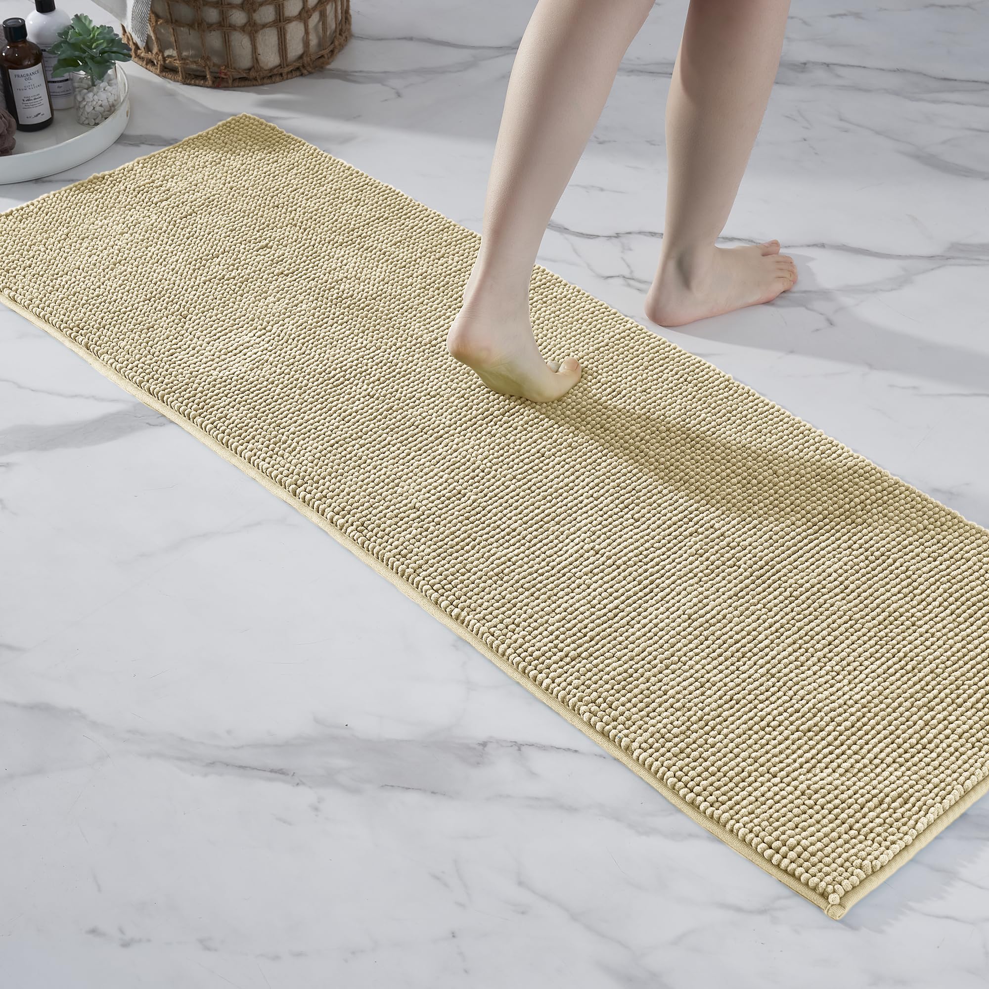 Tappetino da bagno antiscivolo, in microfibra di ciniglia, lavabile in lavatrice, morbido e confortevole, super assorbente, per doccia e vasca (40 x 6 | Leroy Merlin