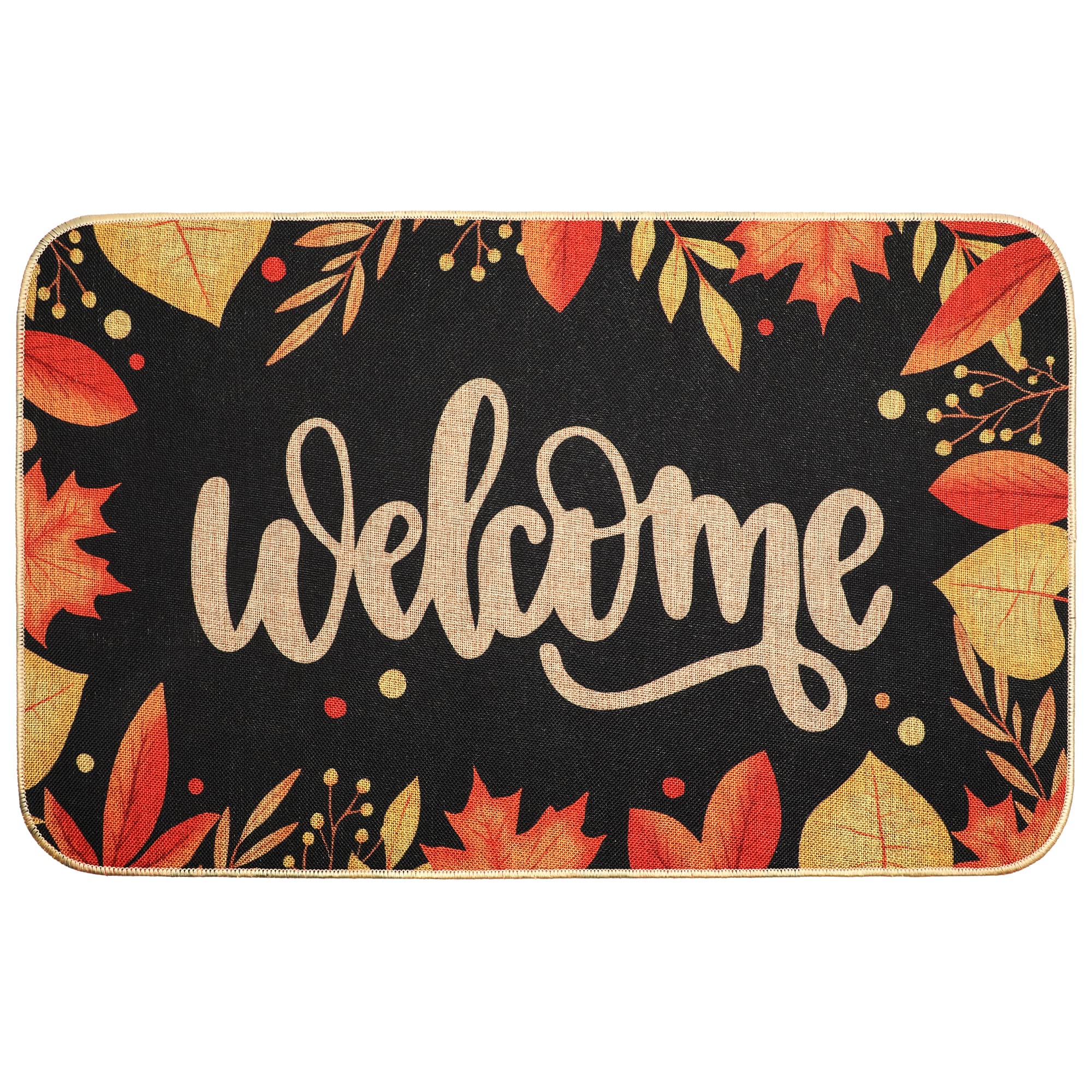 Erweicet Fall Welcome Mat - Maple Leaves Thanksgiving Front Door Non Slip Mat for Indoor Outdoor Use