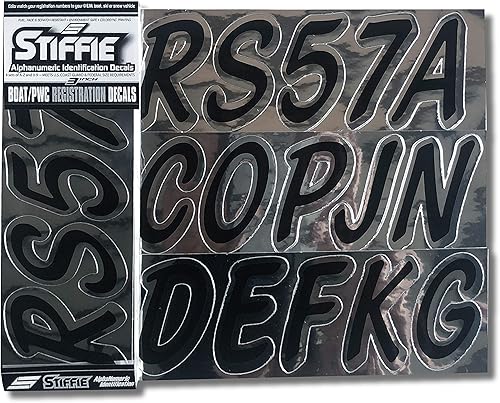 Miniatura 5 de STIFFIE Whipline - Calcomanías de registro para botes y PWC de 3 pulgadas, color negro y arcoíris, cromadas