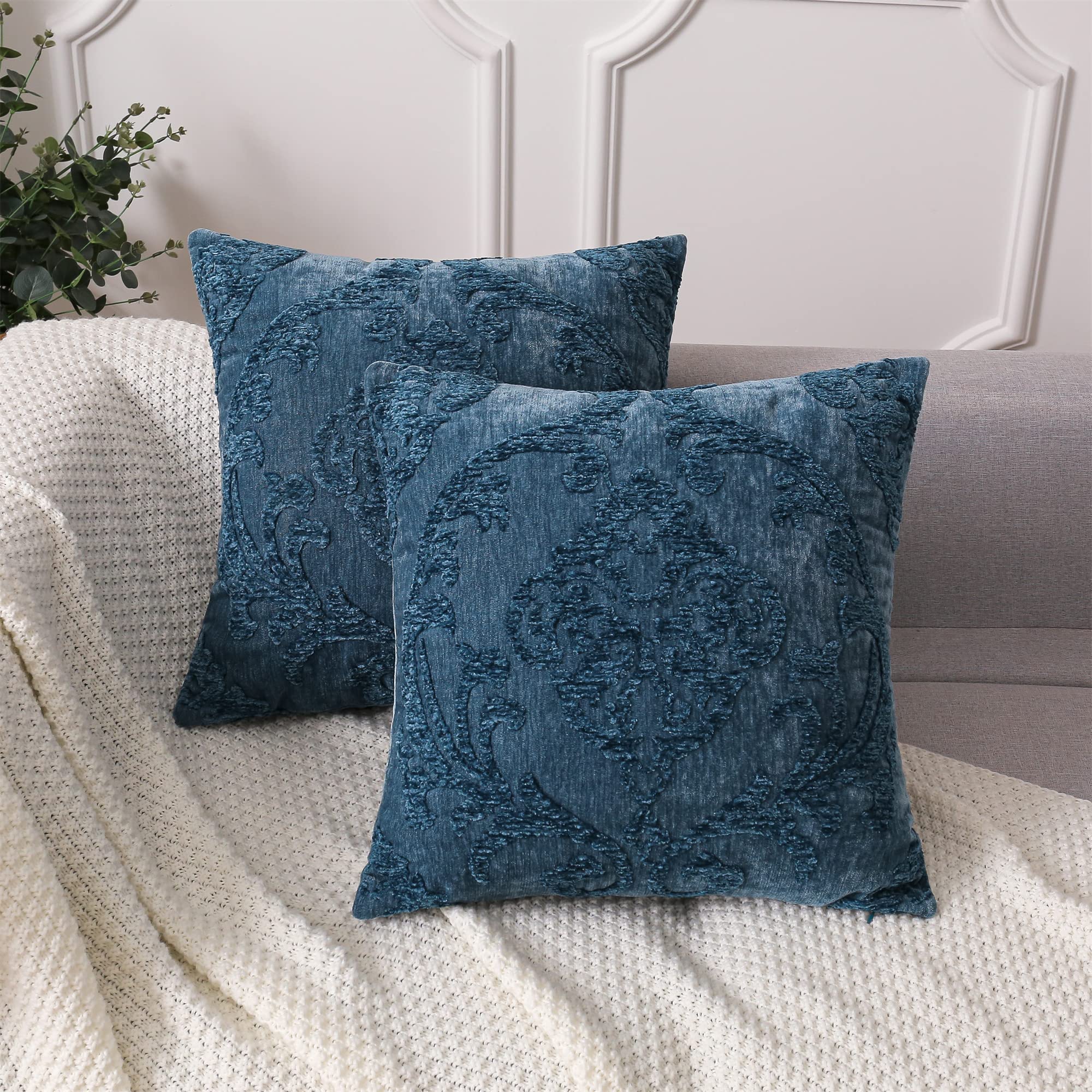 HPUK Pack of 2 Throw Pillow Covers, 18x18 inch, MDL2-Blue