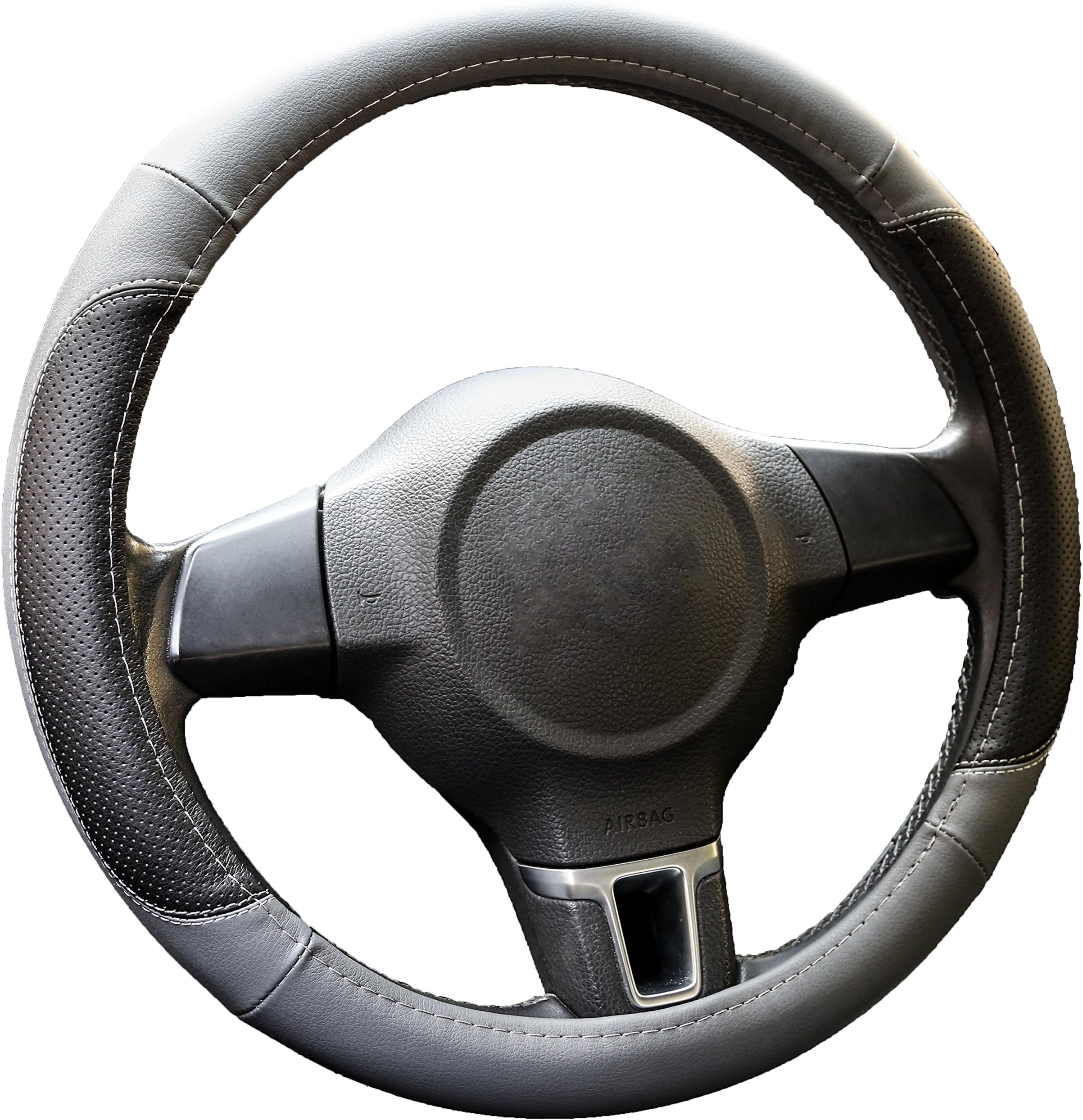 Gray Microfiber Leather Car Steering Wheel Cover - Smooth Grip, Odorless, Heat-Resistant Steering Cover - Slim Universal Fit, 15 Inch Diameter by Ingalle Auto