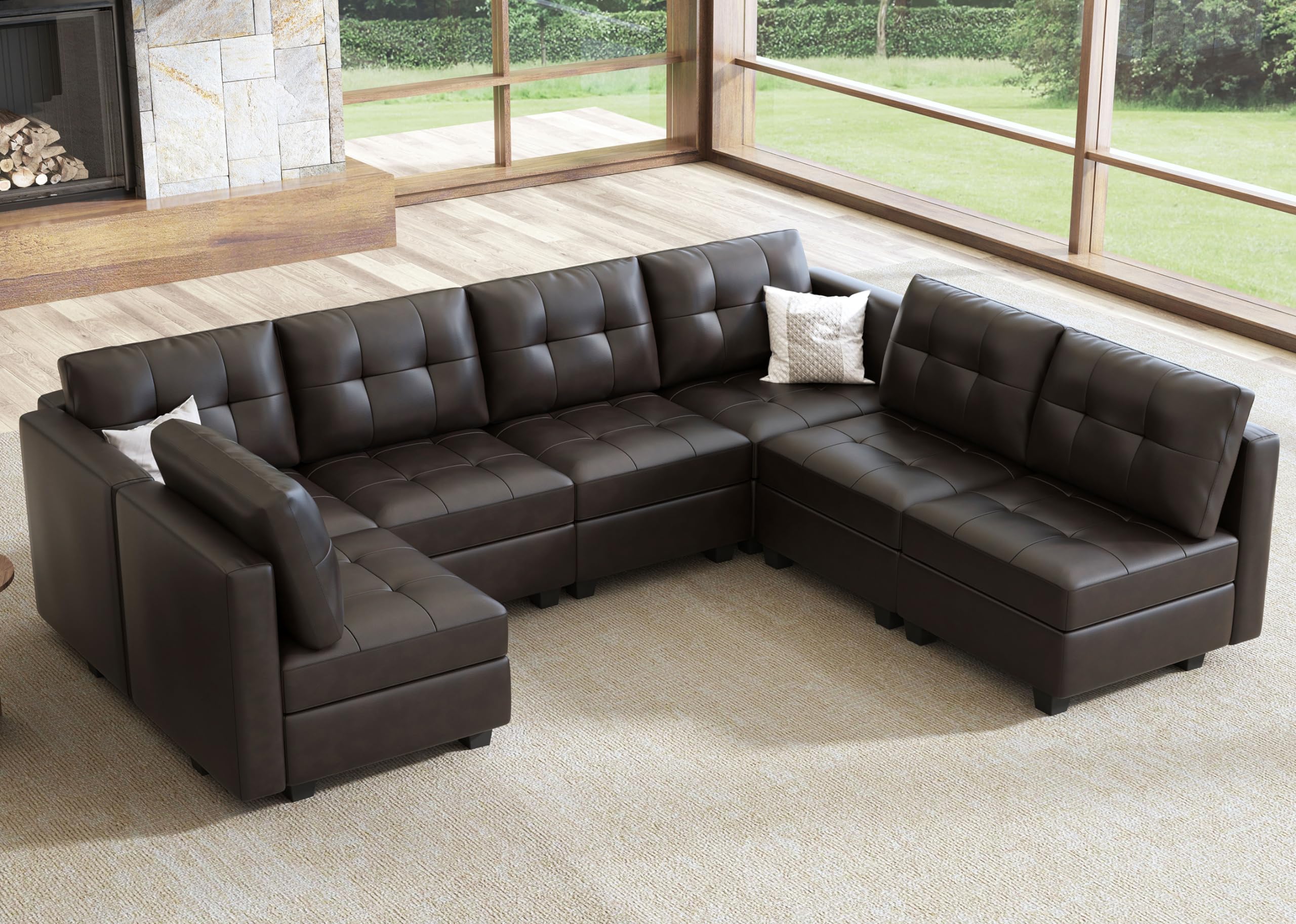 Second Hand Leather Couch Set | Modular Pieces Can Be Rearranged