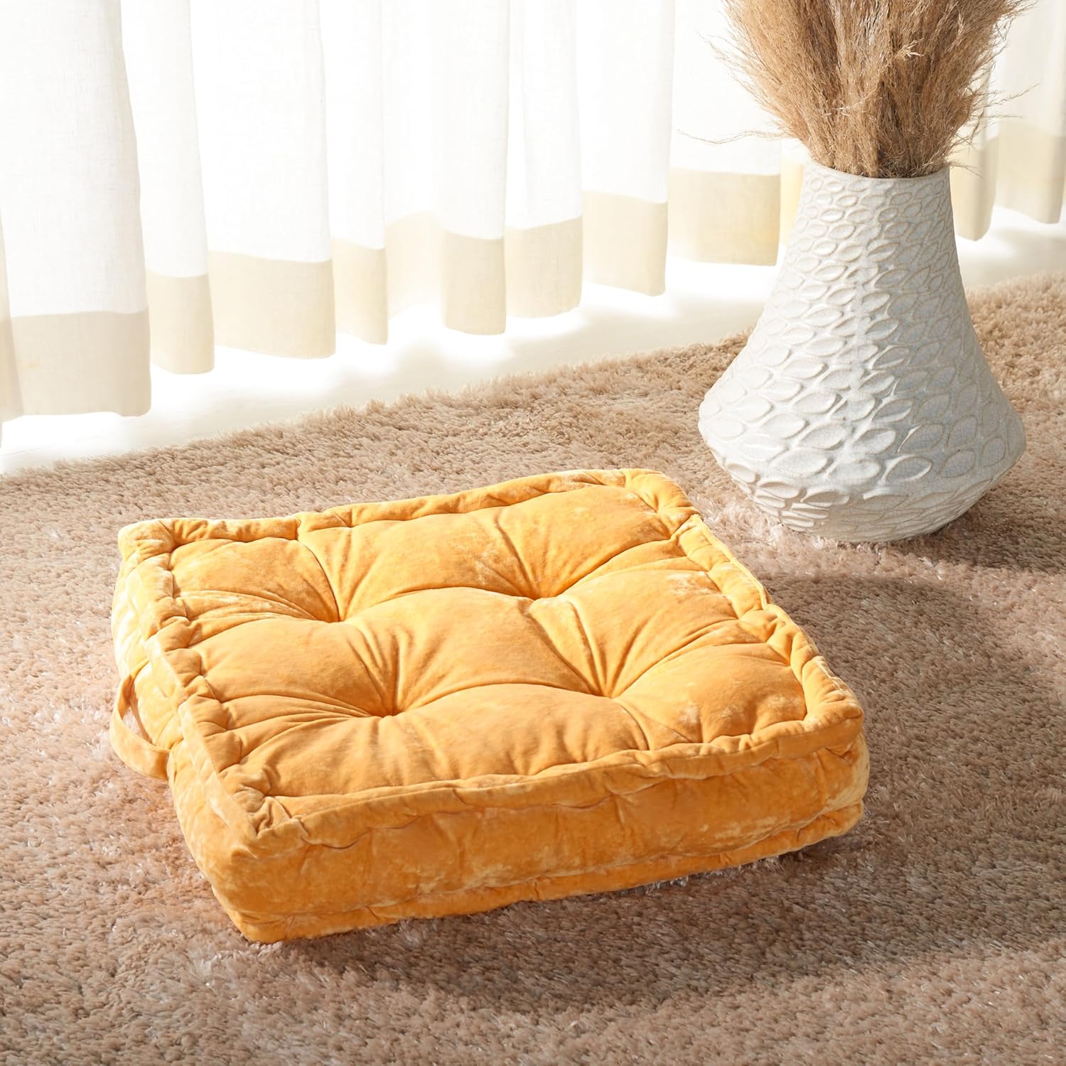 SAFAVIEH Belia Floor Pillow, Yellow