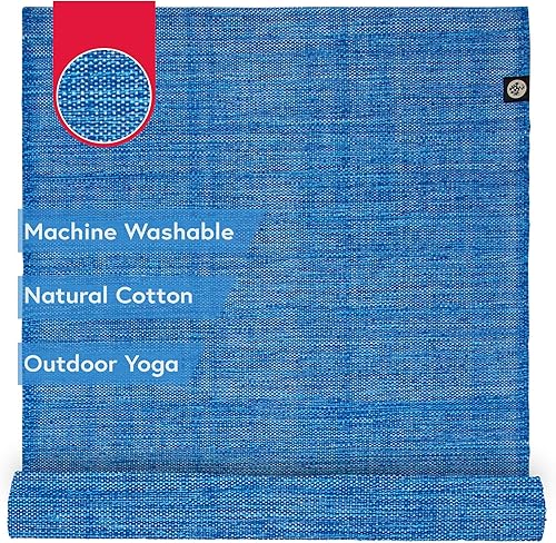Manduka Shala - Alfombra de yoga de 71 pulgadas, para yoga y meditación al aire libre, plegable y lavable a máquina, algodón natural, hecha a mano,