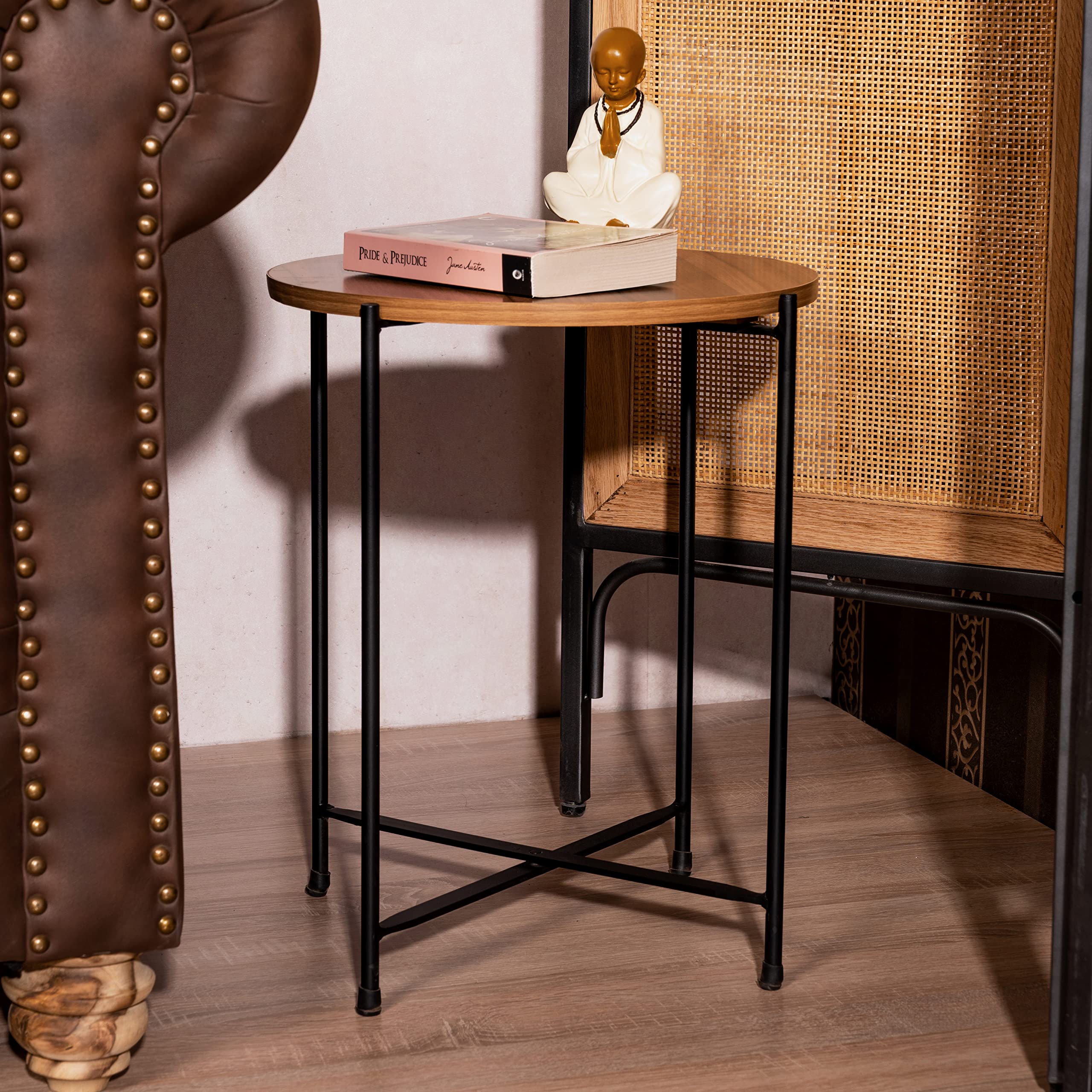 FORECRAFTS Round End Coffee/Side Coffee Table, Corner Night Stand for Hallway Living Room Bed Room Home Office