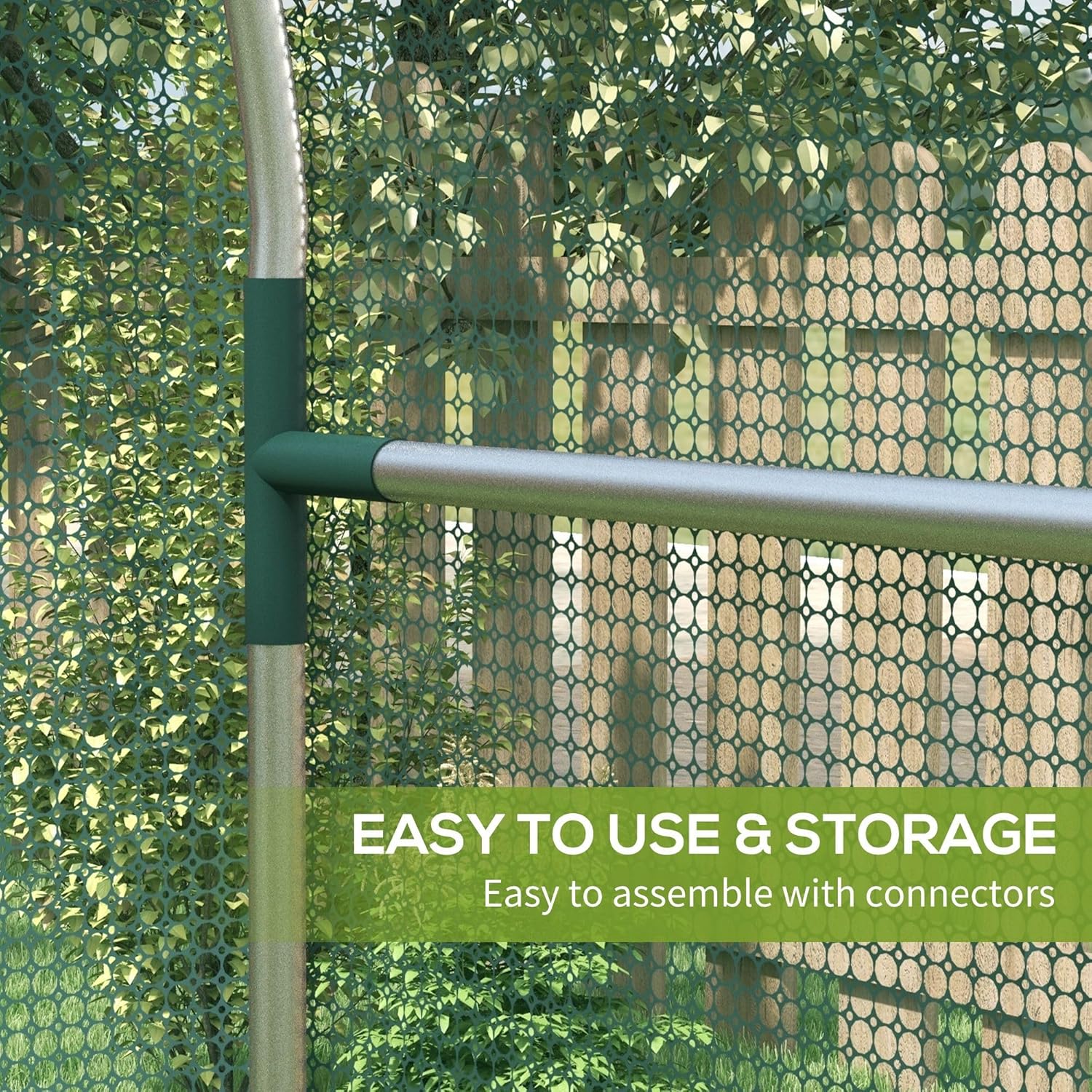 Galvanized Steel Plant Shelter 47.25in x 47.25in x 74in, Zippered Entry Panel, UV-Resistant HDPE Mesh, Windproof Level 4, Green-Silver