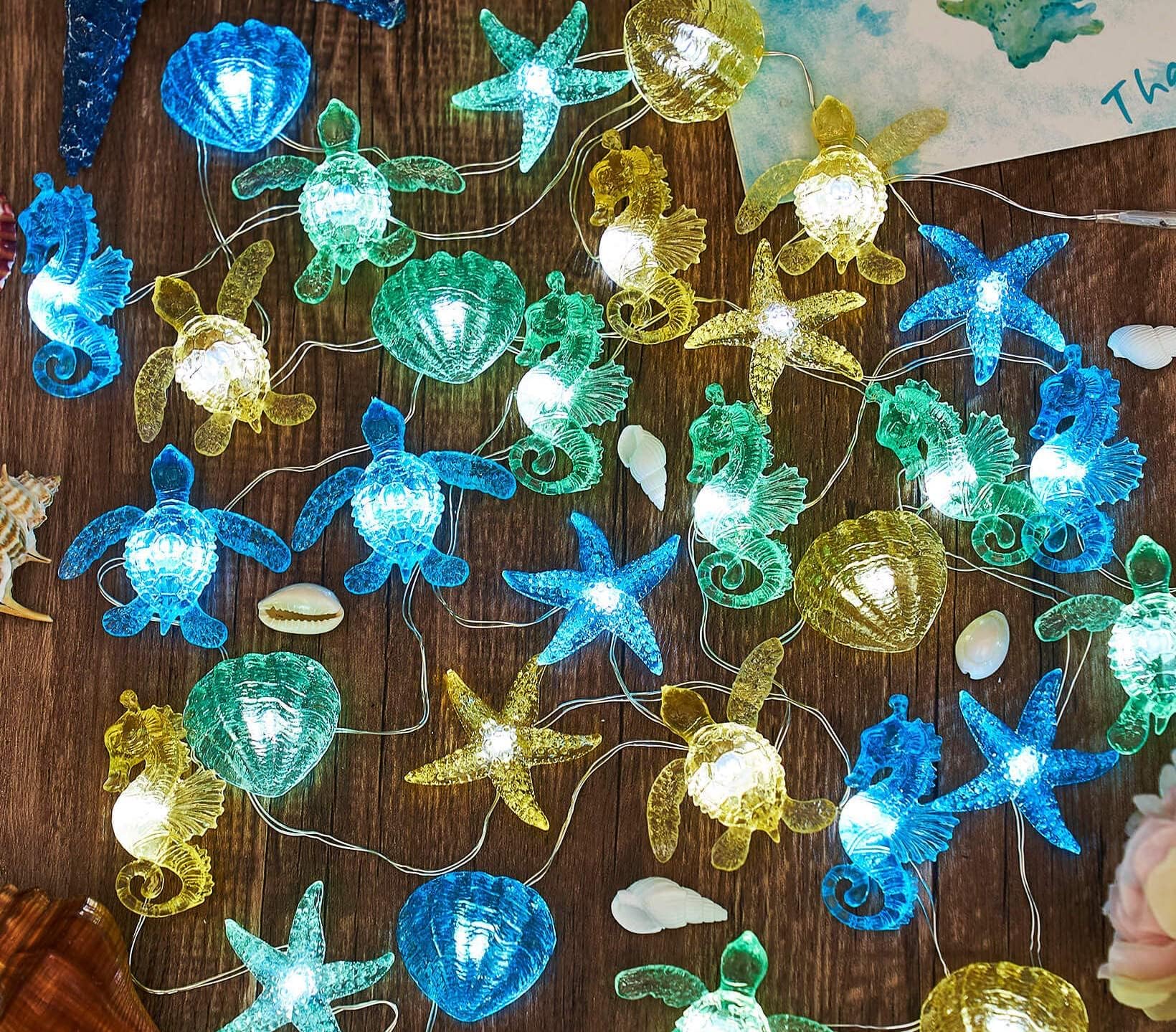 Amazon.com: WSgift Natural Beach Seashell String Lights 13.85 Ft 40 ...