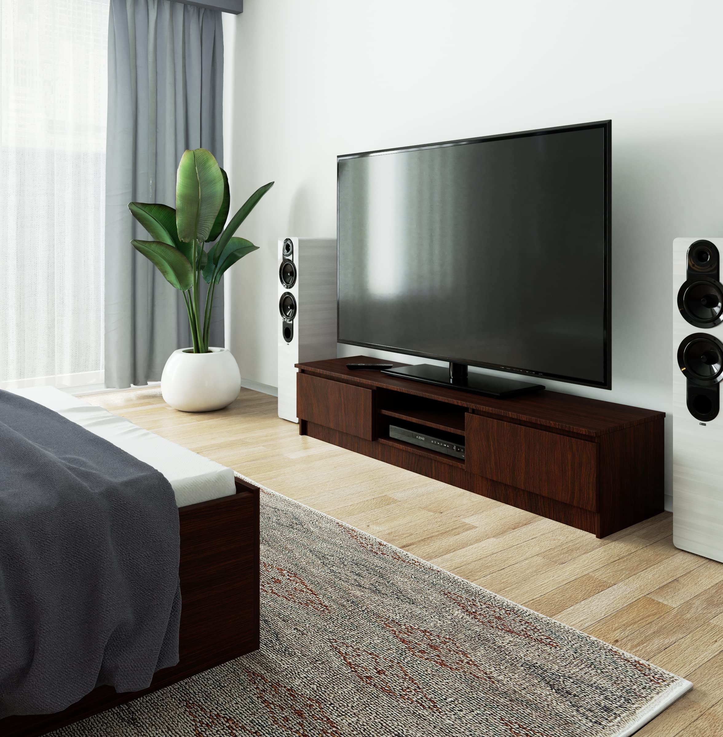 AKORD Ladekast K 160 cm 4 Laden Staand Meubels voor de Woonkamer Slaapkamer Kantoor Woonkamer Elegant Design 16mm Gelamineerd Bord Kleur Wit/ Grafietgrijs