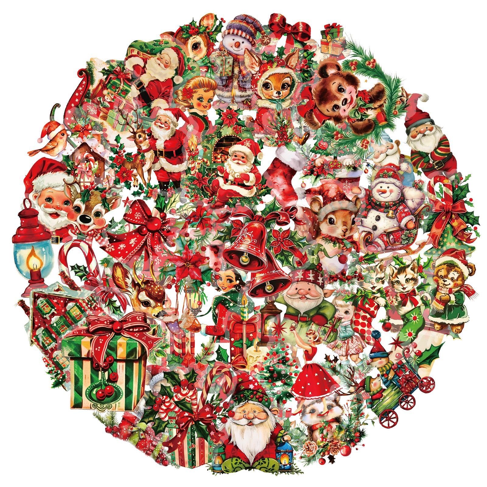 50 Sheets Christmas Rub on Transfers Classic Watercolor Santa Snowman Gnome Transfer Stickers Winter Floral Bird Furniture Decals for Home Office Paper Wood DIY Crafts(2 x 2 Inch)