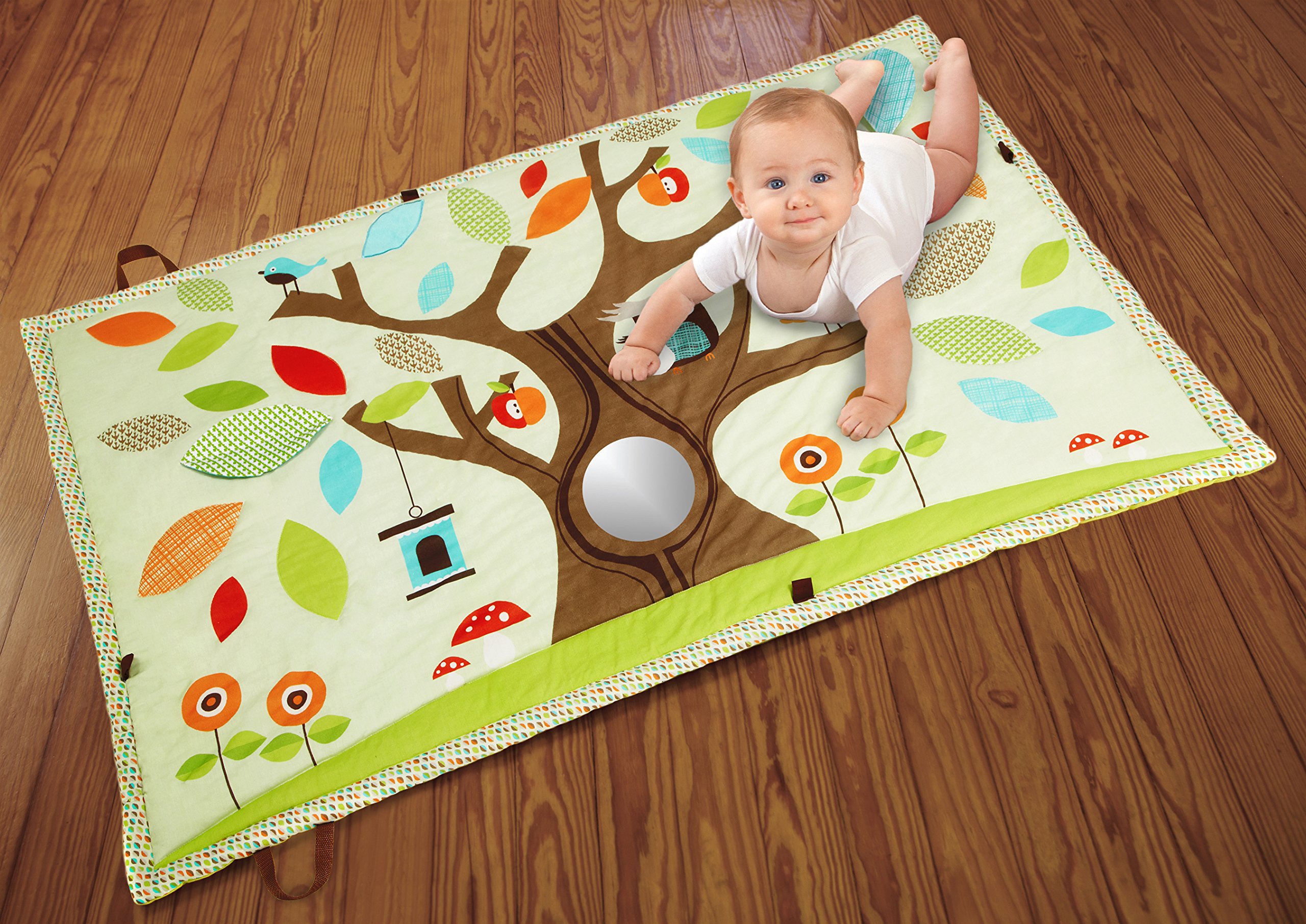 Skip Hop - Tapis d'Éveil et de Jeux Bébé Forêt Treetop - Tapis Bébé dès la Naissance 150 x 100 cm Adapté Pour 2 Bébé - Tapis de Jeu et d'Éveil Avec Poignée,Textures, Motifs, Miroir & Sons