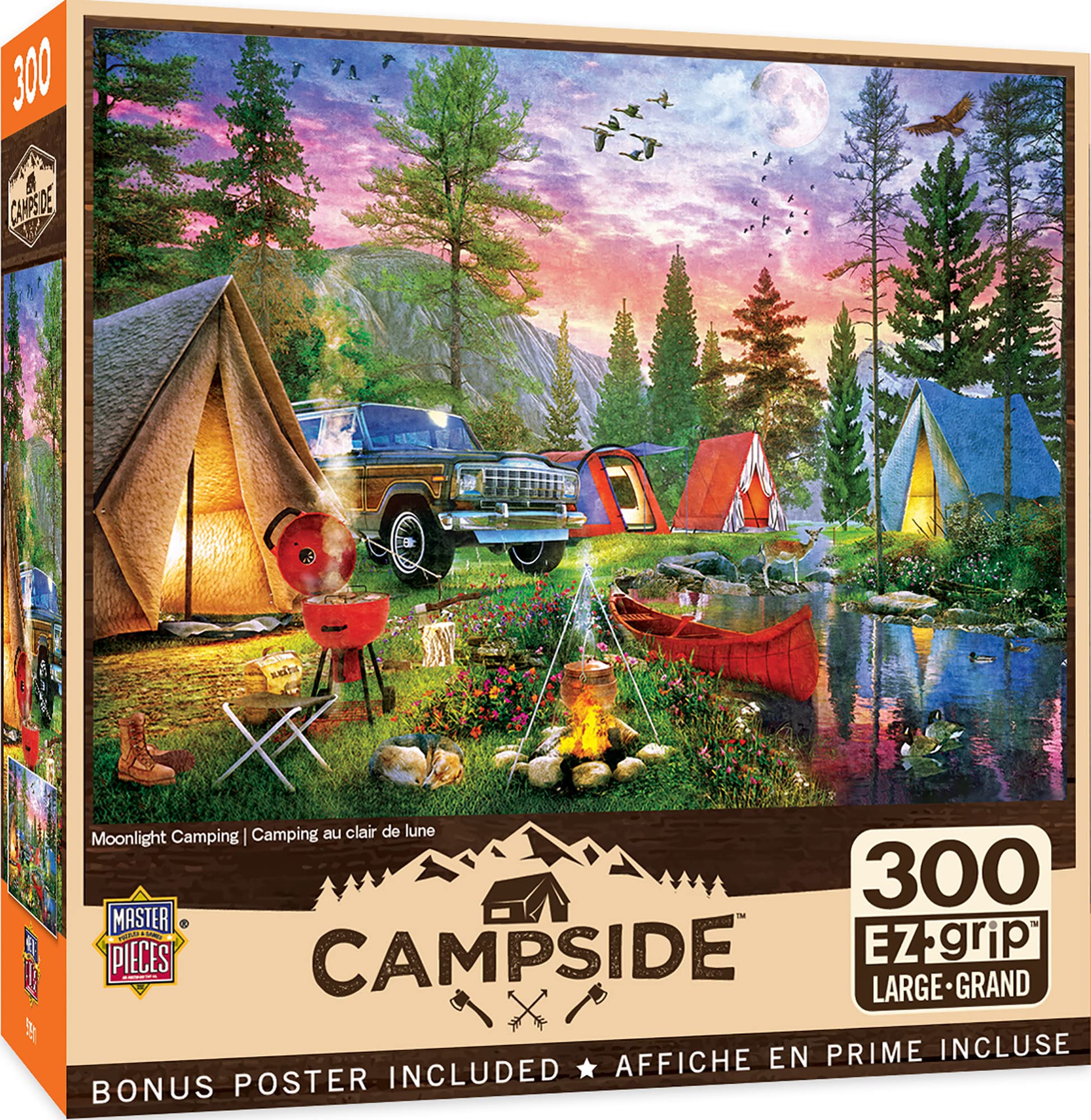 MasterPieces 300 Piece EZ Grip Jigsaw Puzzle - Moonlight Camping - 18"x24"