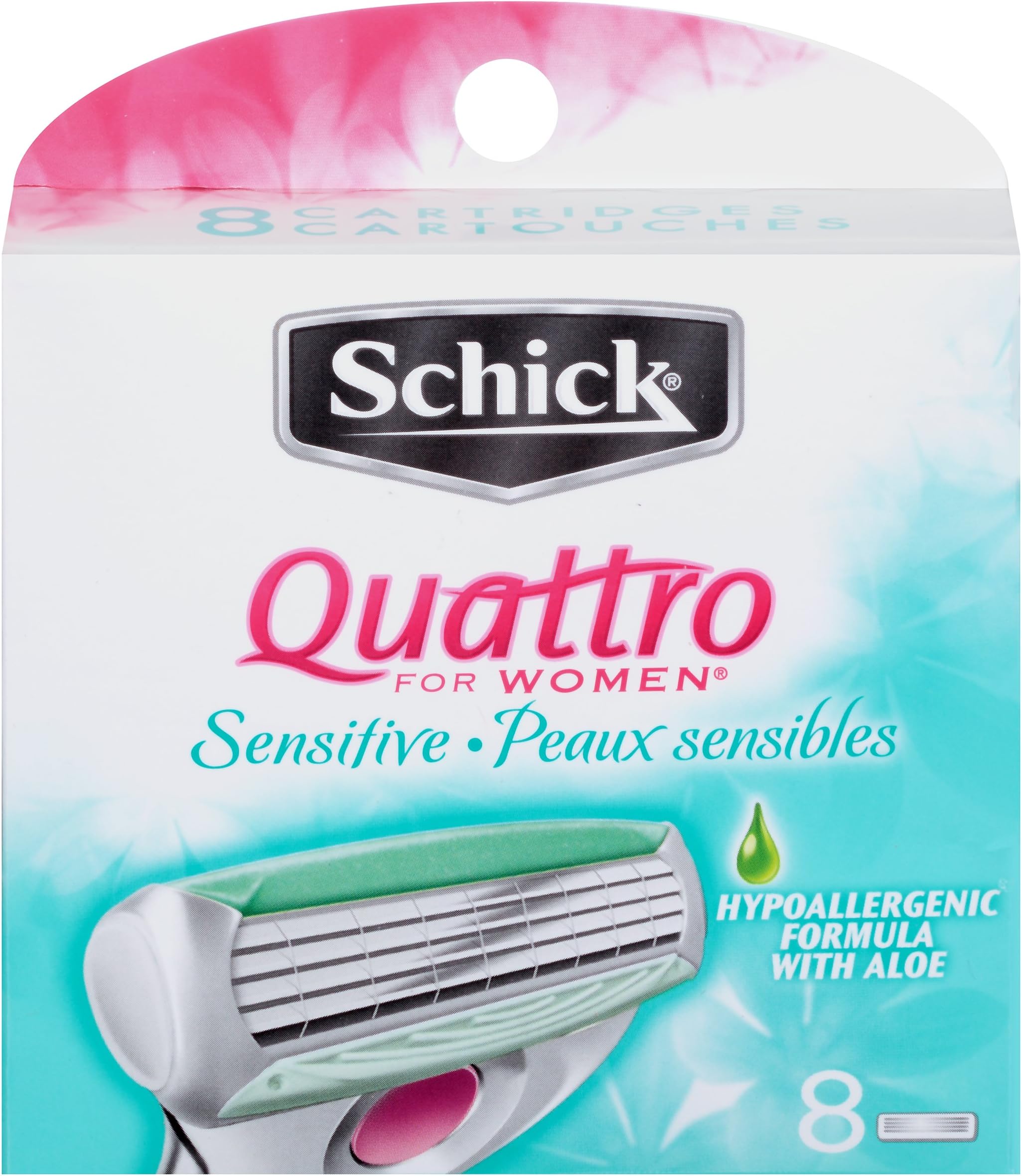 Quattro For Women Schick Sensitive Razor Blade Refills, 8 Count