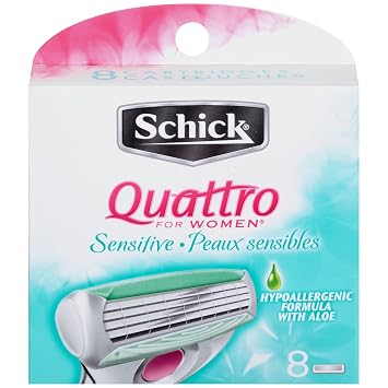 Quattro للنساء Schick Sensitive Razor Blade Refills، 8 Count
