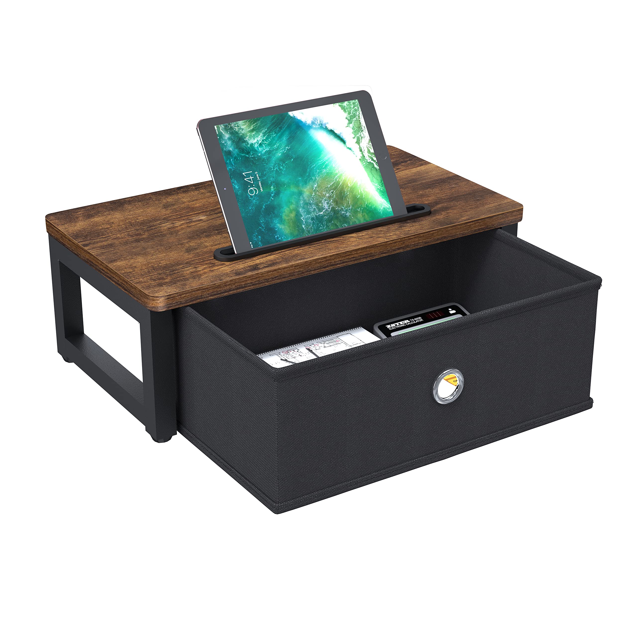 JOIN IRON Computer Riser for Monitor with Drawer,Movable Laptop Stand Riser, Monitor Stand Riser with Cellphone Holder & Storage Space for Computer and Laptop Multifunctional Desktop Organizer