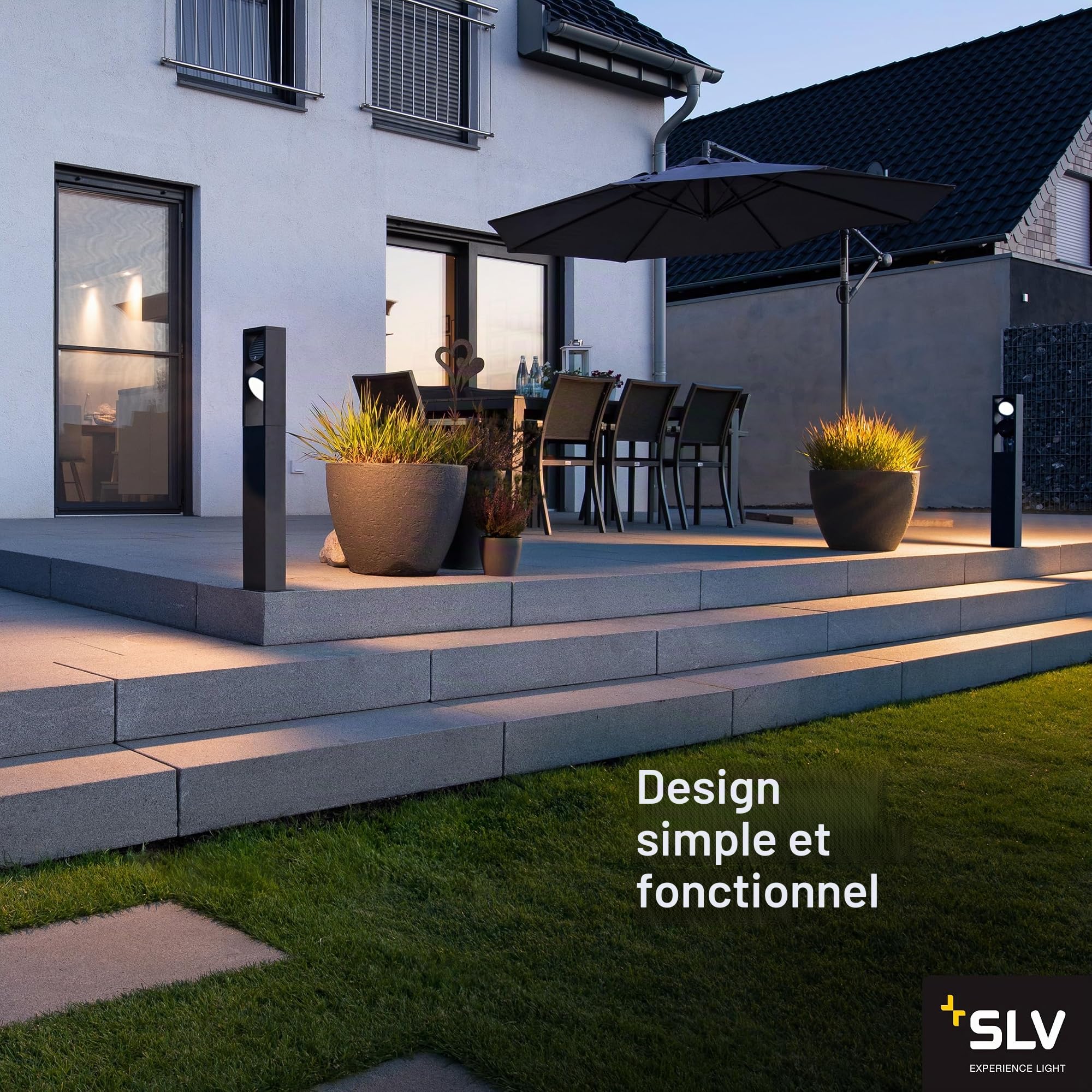 SLV Lampadaire ESKINA FRAME 75 FL - Éclairage extérieur LED pour chemins, murs, entrées, jardin - Interrupteur CCT 3000/4000 K - IP65-27 W - 2400 lm - Anthracite