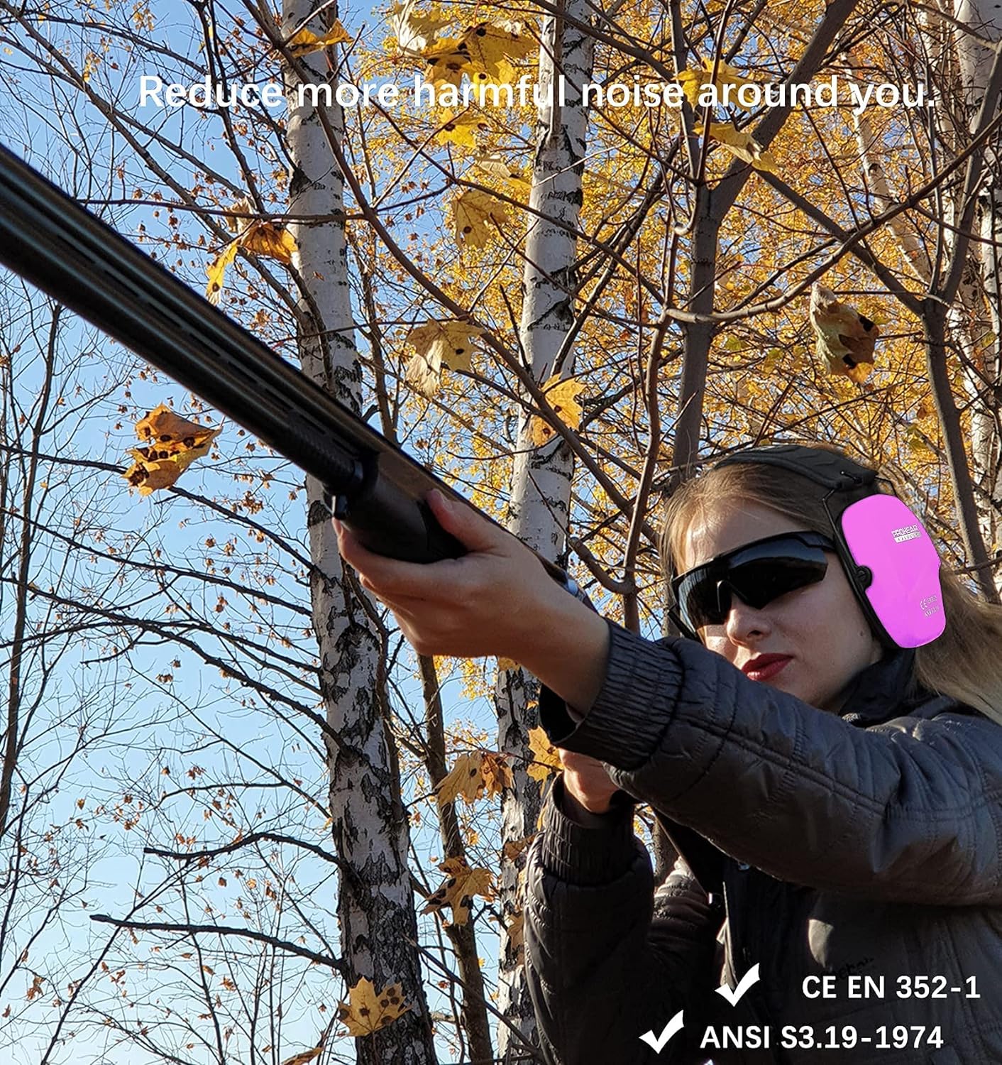 PROHEAR 016 Shooting Ear Protection Earmuffs 2 Pack, NRR 26dB for Gun Range, Hunting -Black and Pink - Image 5