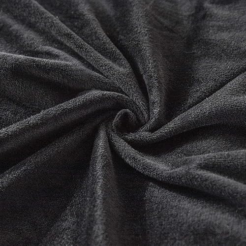 Miniatura 5 de Uhamho Juego de 2 fundas de almohada de piel sintética de terciopelo suave, fundas de almohada decorativas con cierre de cremallera (negro, 20 x 26