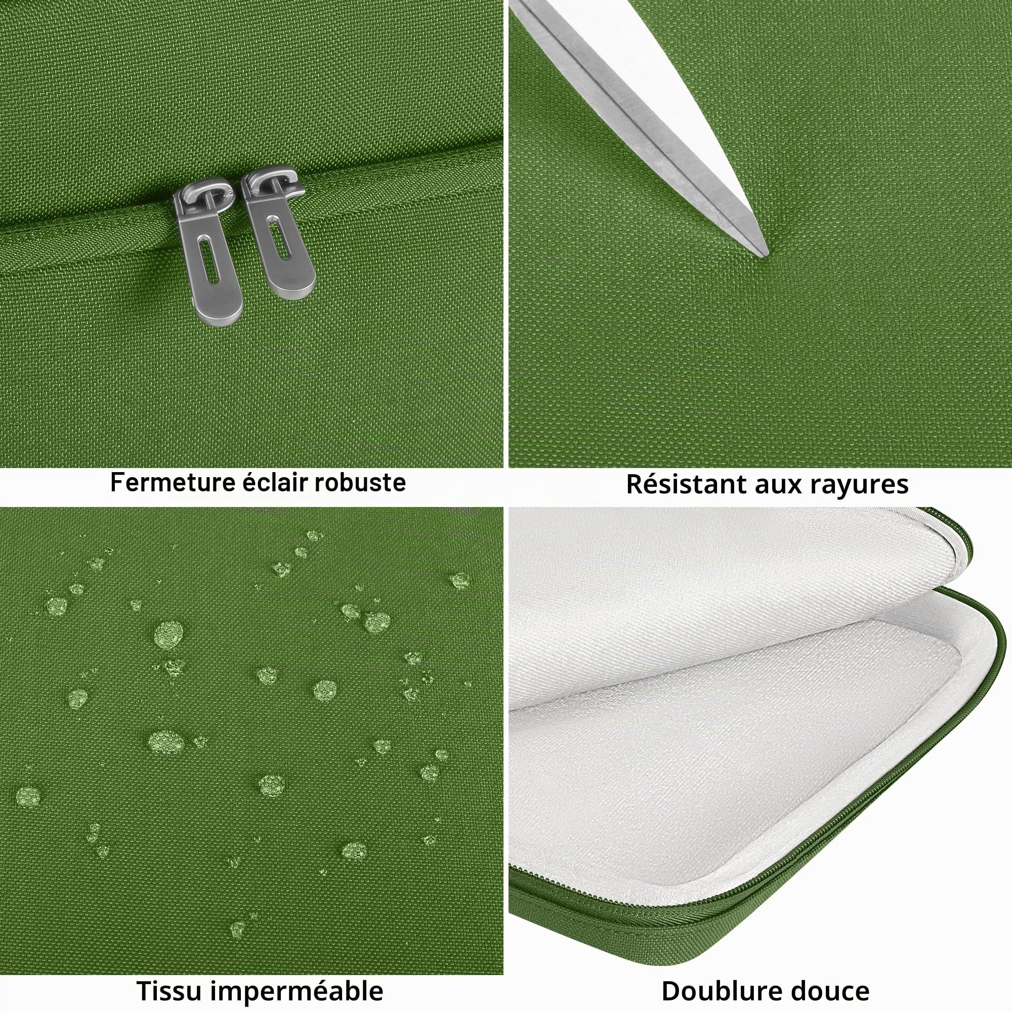 DOMISO Sacoche pour ordinateur portable 14" avec poignée - Compatible avec MacBook Pro 14" et MacBook Air 13" M4/M3/M2/M1 Pro,Vert