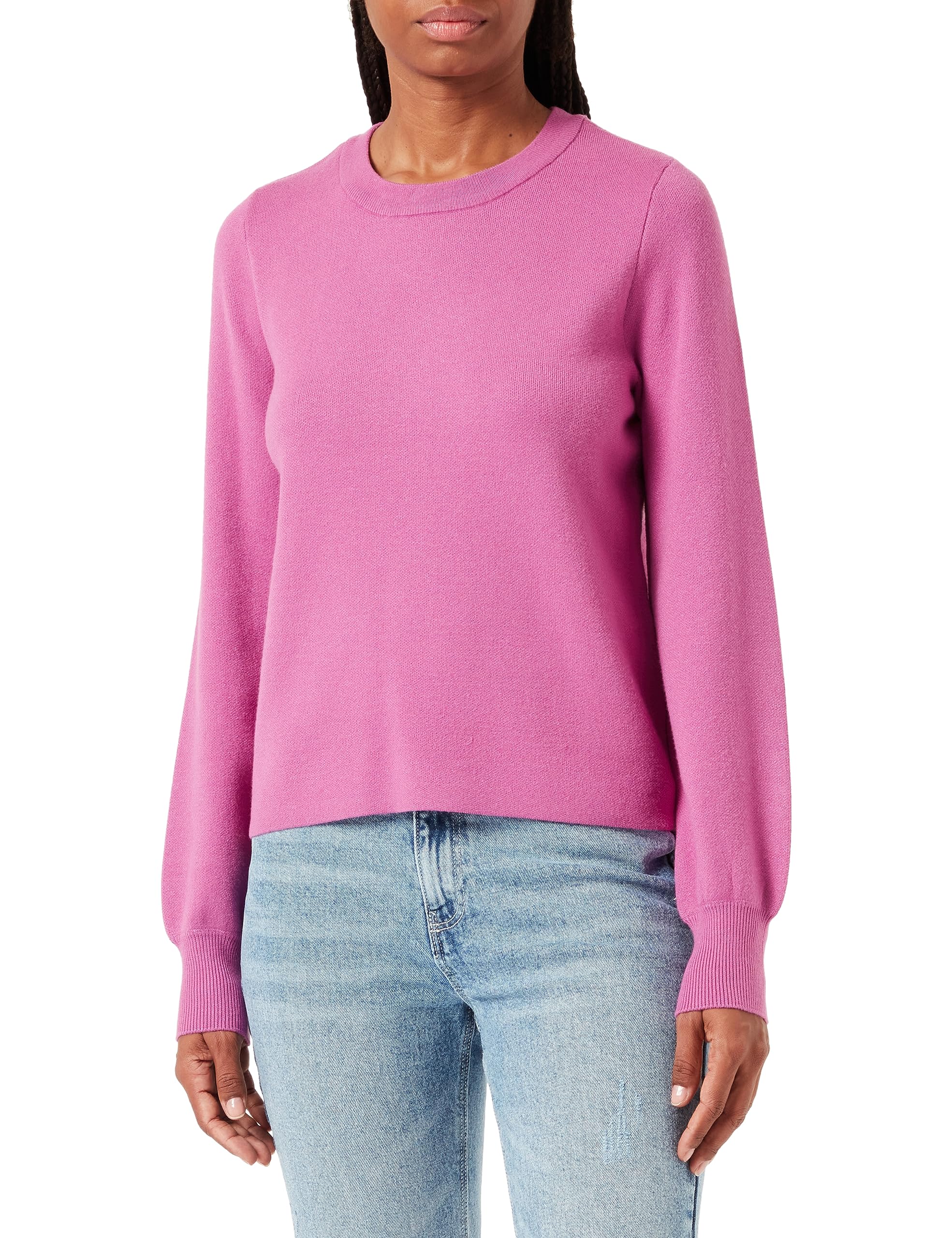 PIECES Women's Pcjenna LS O-Neck Knit Noos Bc, Radiant Orchid, M