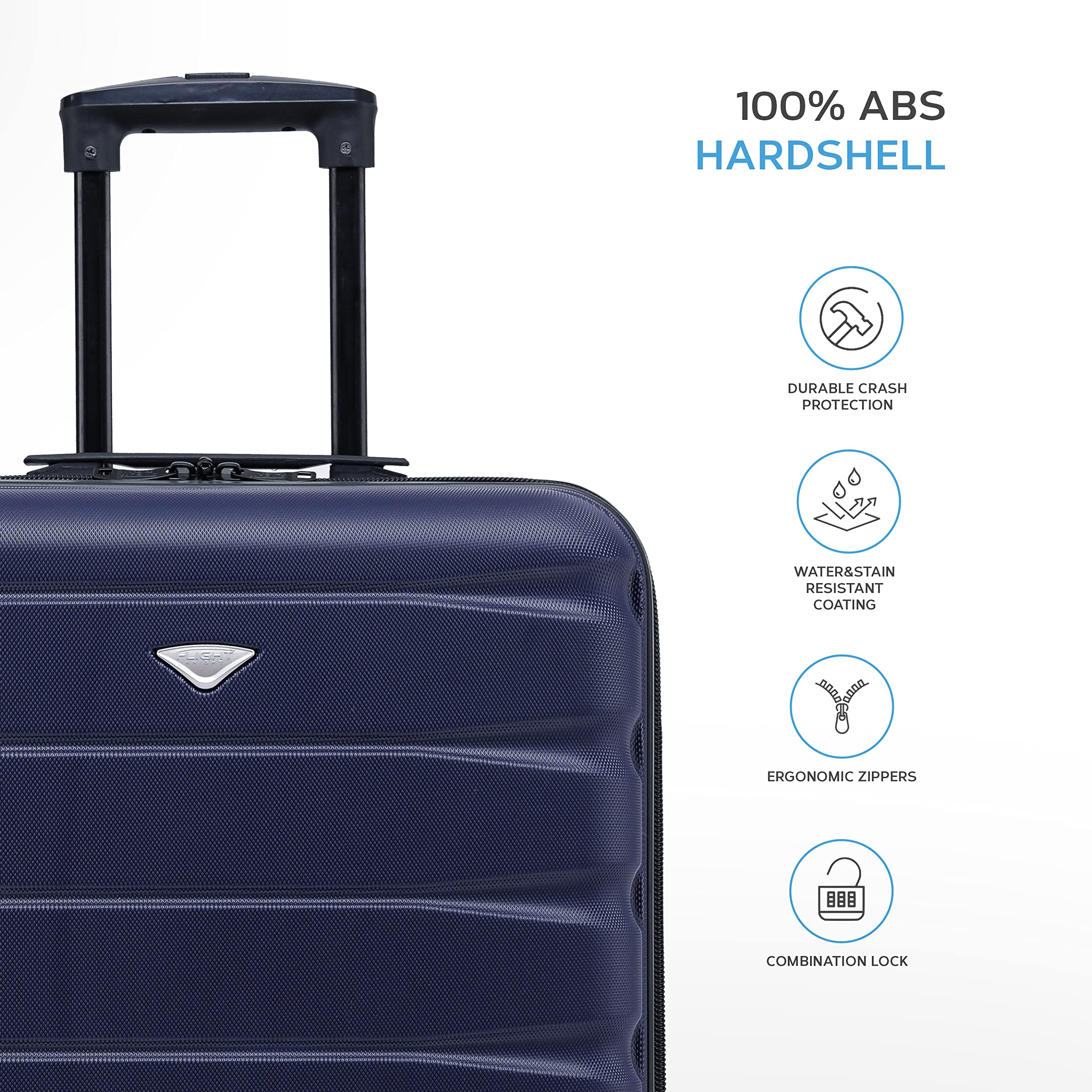 Flight Knight Lightweight 2 Wheel ABS Hard Case Suitcases Cabin Carry On Hand Luggage Approved for Airlines Including British Airways & Maximum Size for easyJet Large Cabin Bag 56x45x25cm
