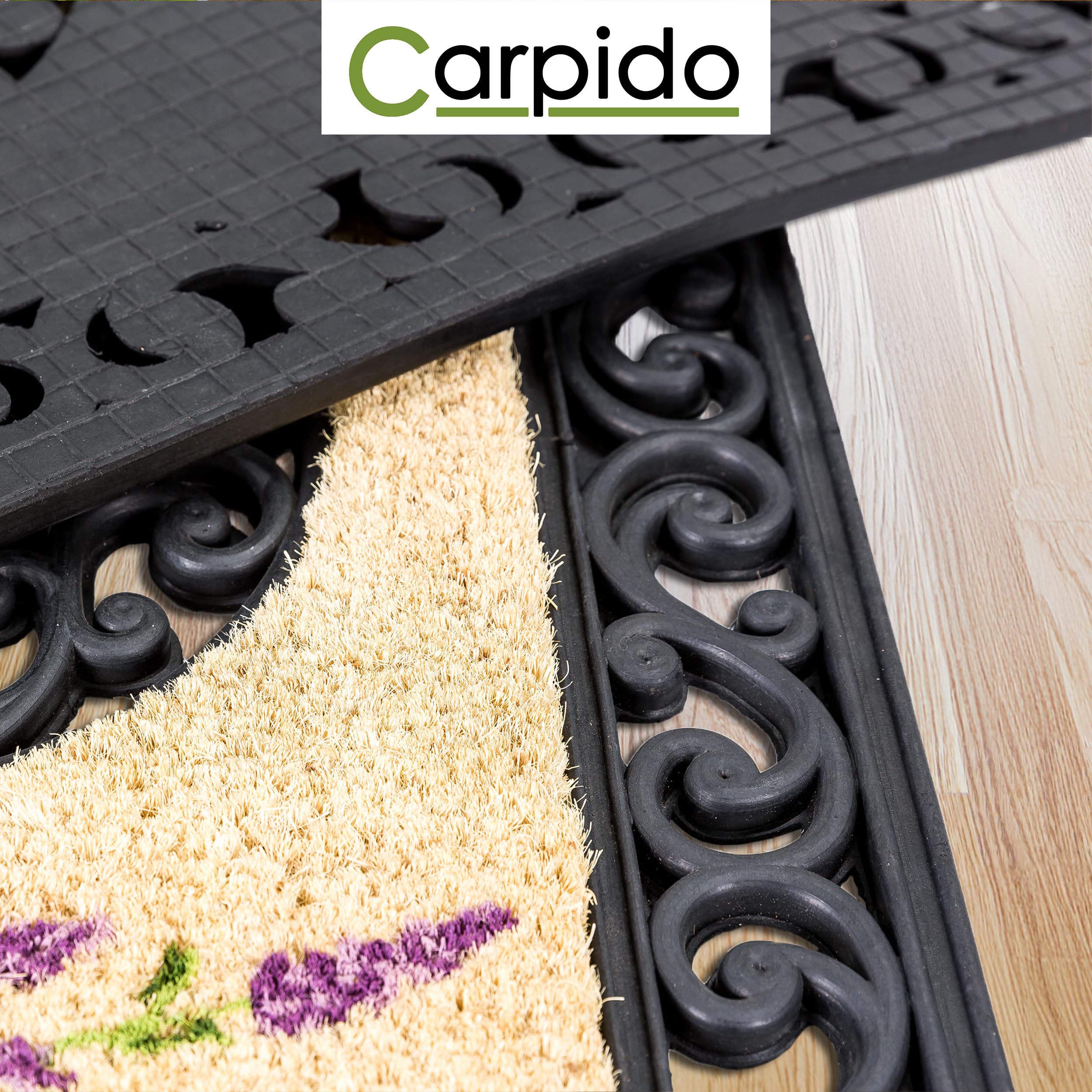 Carpido Felpudo Beige Lavanda - Limpiador 45x75 cm Lote de 2 - Felpudo Interior para Zona Exterior Cubierta