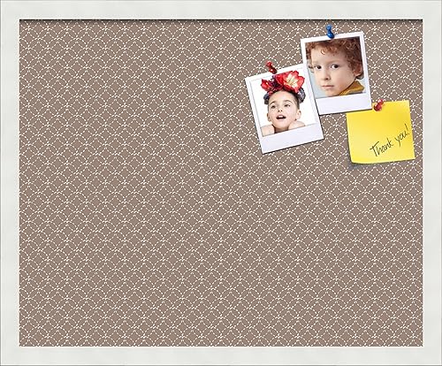 Miniatura 336 de PinPix Tablero de anuncios de corcho de 12 x 12 pulgadas. Este tablero decorativo enmarcado viene con diseño de círculos B W y un marco blanco