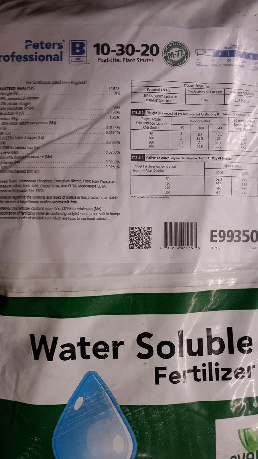 Peter's 10-30-20 Fertilizante Soluble 1/2 Libra