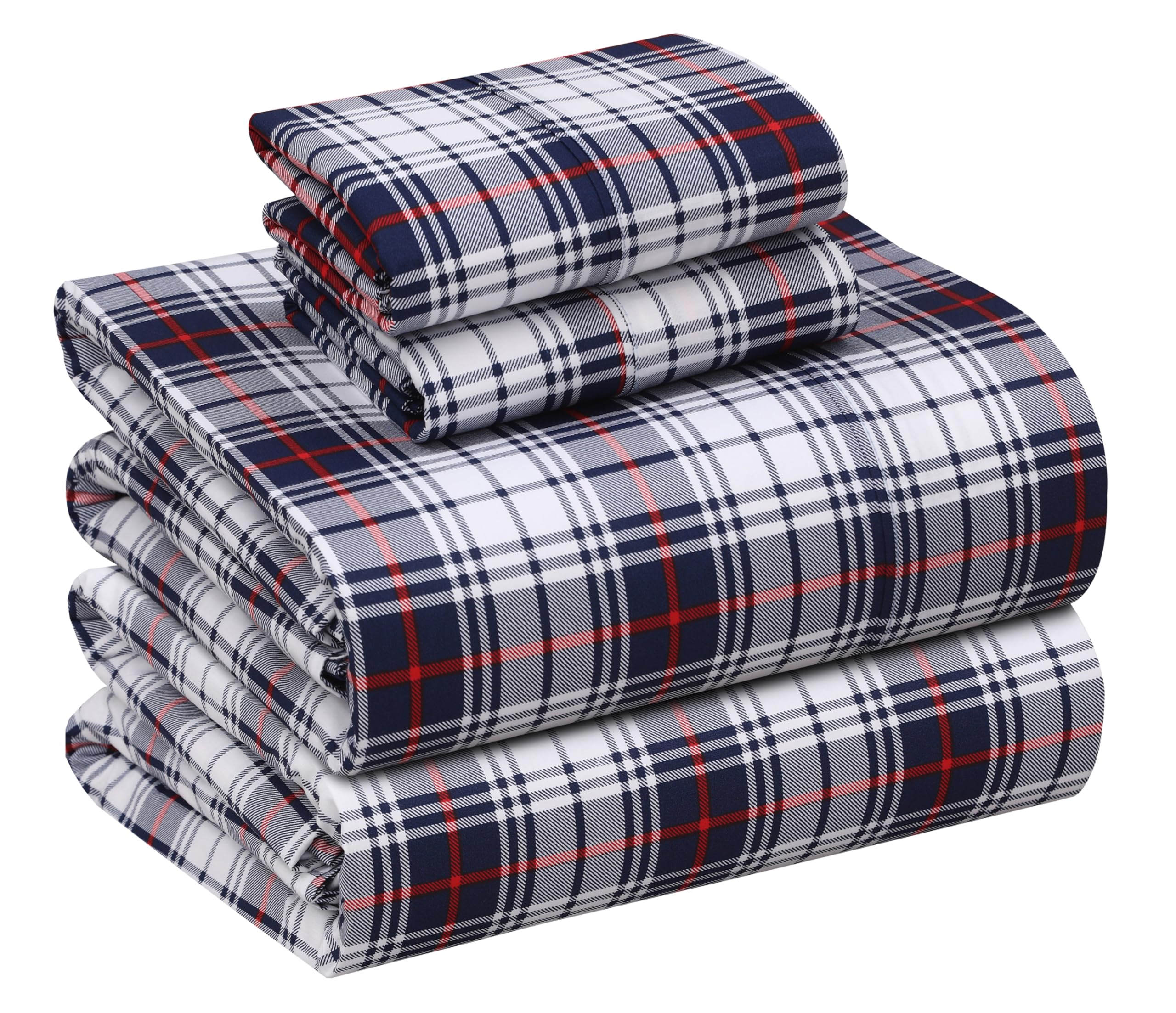 RUVANTI 100% Cotton Percale King Sheets, King Size Sheets Set, Prussian