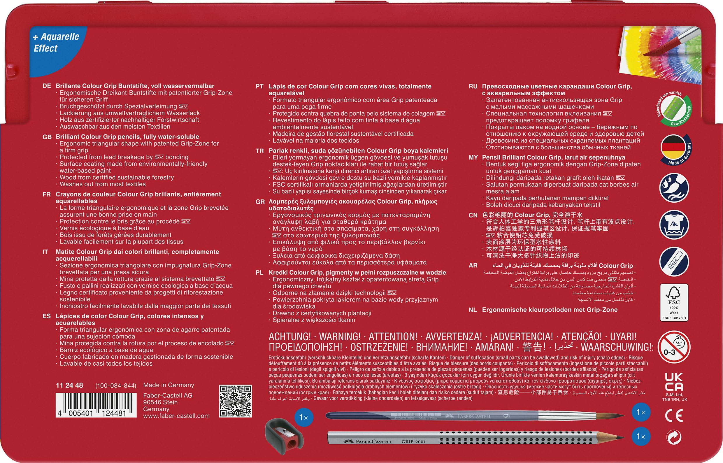 Amazon.co.jp: ファーバーカステル カラーグリップ水彩色鉛筆 48色(缶  