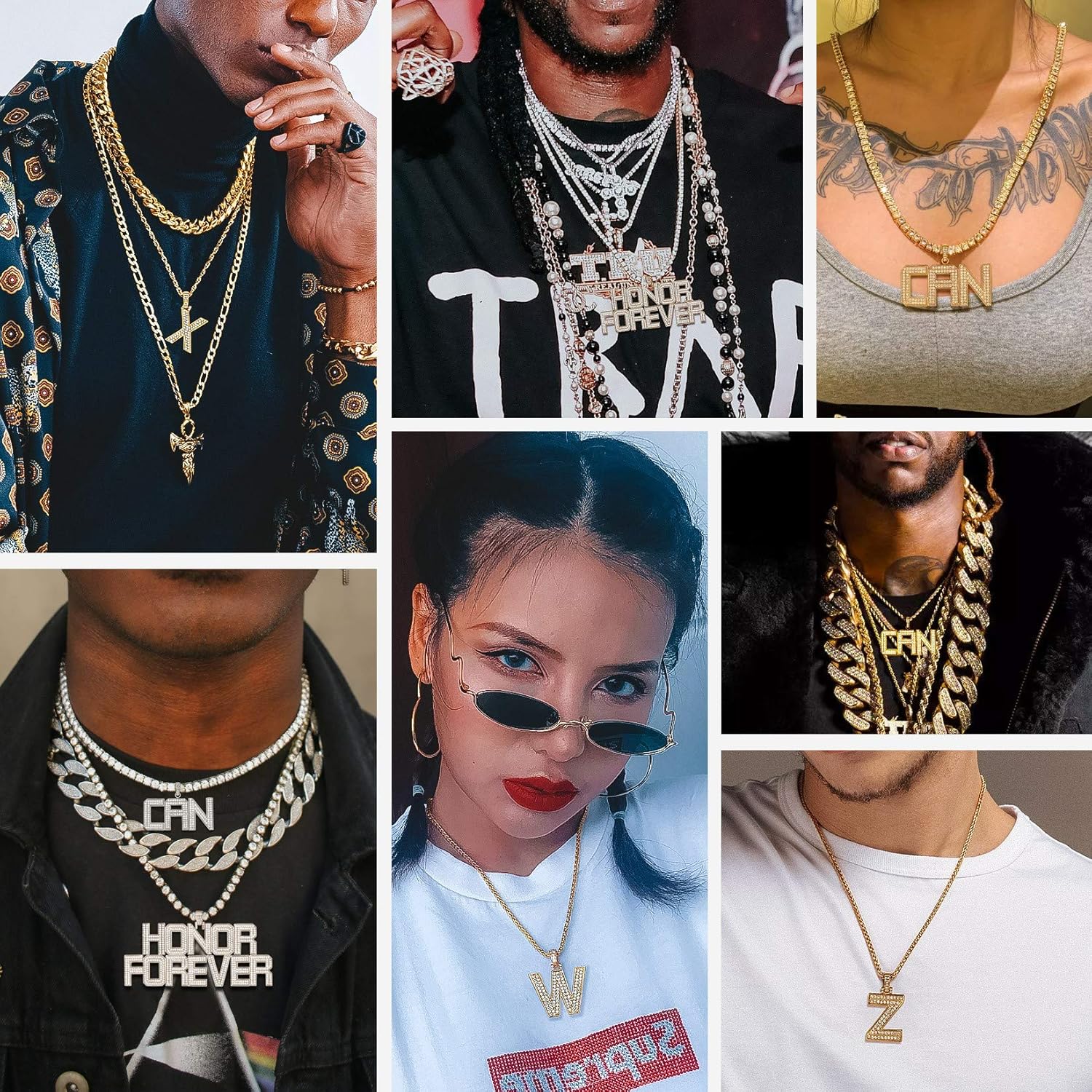 Suplight Necklace Initial Y, Bling Hip Hop Jewelry - Image 3