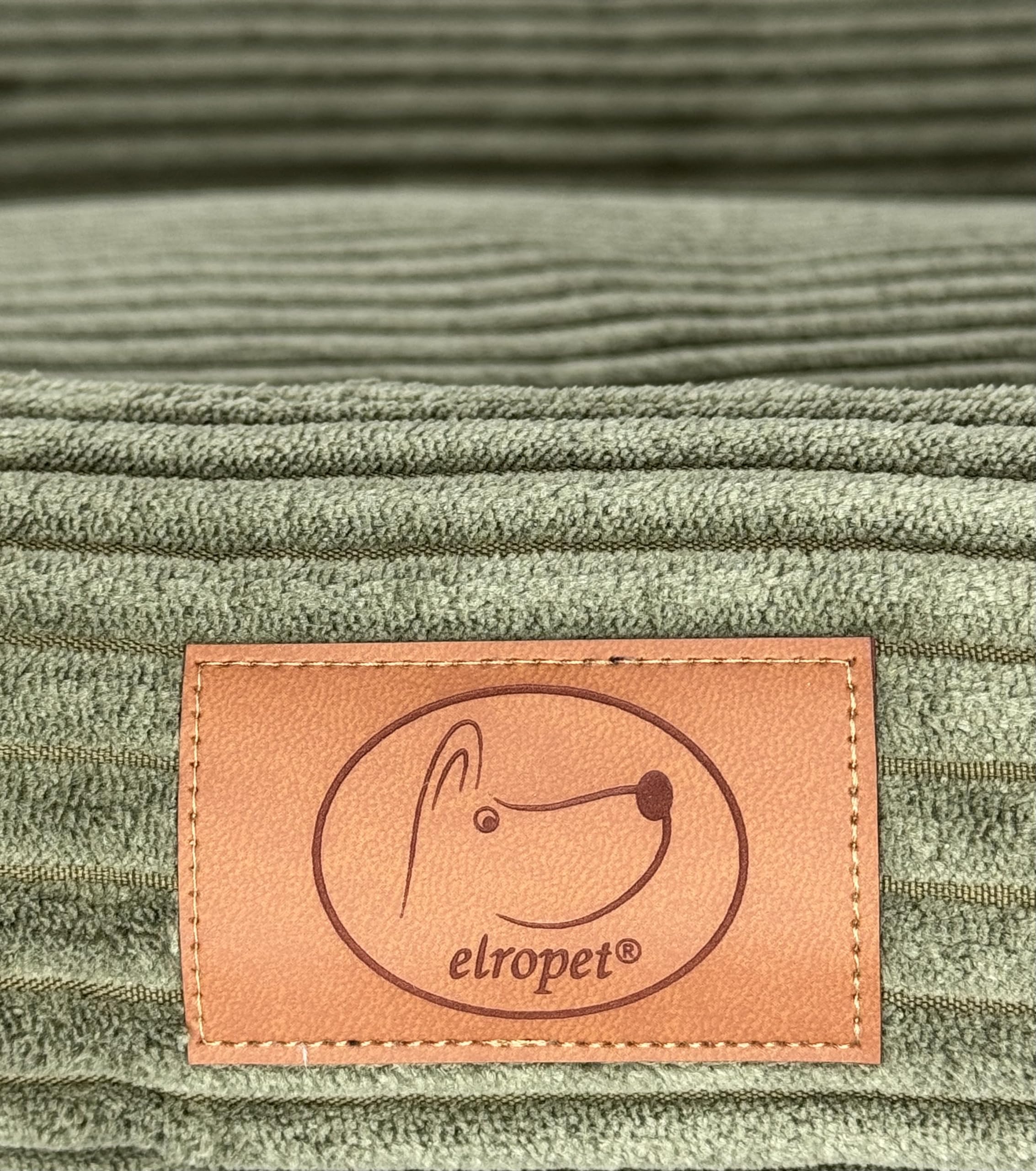 elropet Hundebett orthopädisch aus Kuschel Cord XS/S/M/L/XL kleine Hunde große Hunde Hundekorb (Olivegrün, XS (65x50x18cm))
