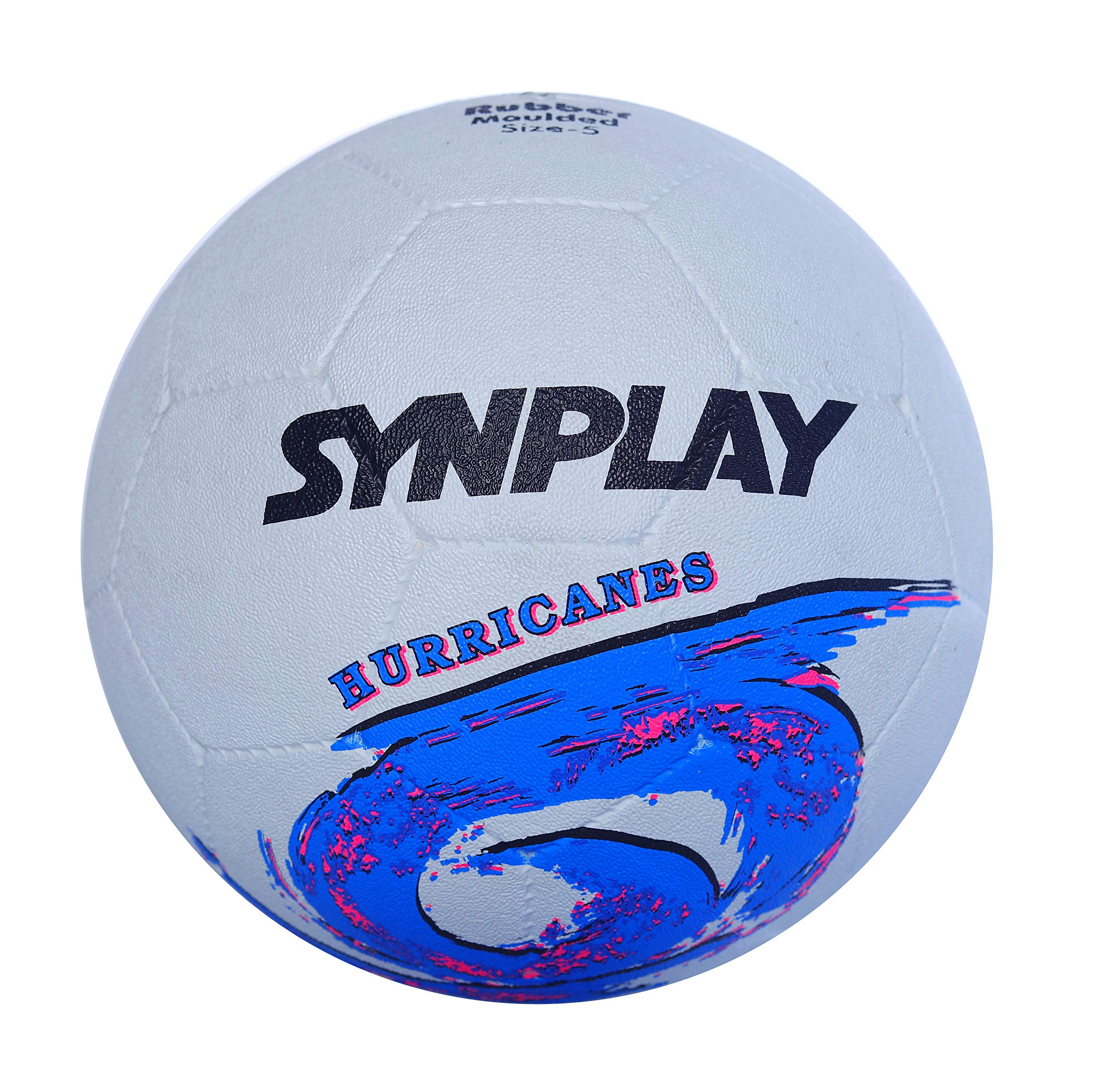 Synplay Hurricanes Rubber Moulded Football, Size 5 (White And Blue)