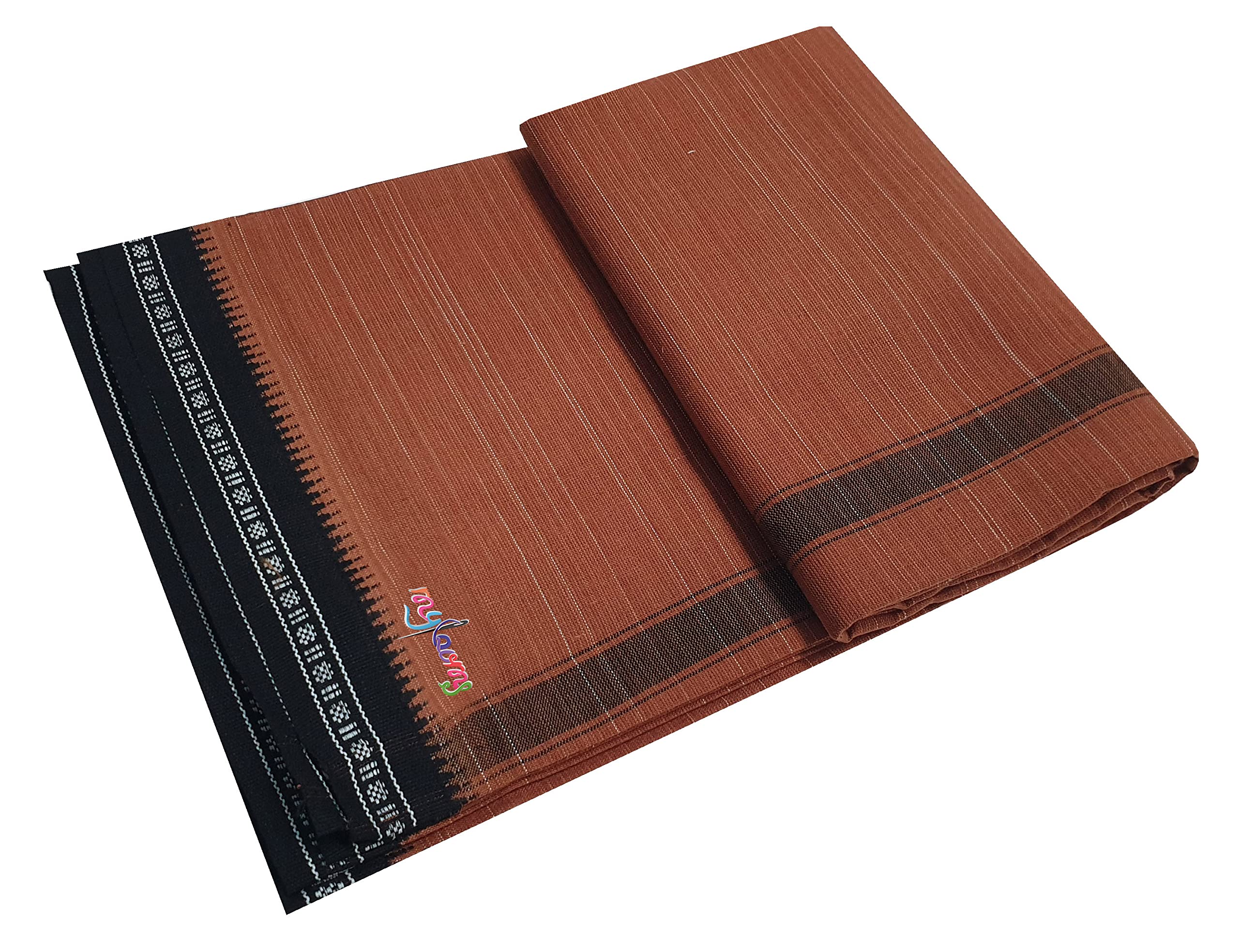 Mens Cotton Home Wear Handloom Dhoties Colour Dhoti/Kavi Mundu | Mens Temple Wear | Devotional Wear | Pure Cotton (Kavi | Reddish Brown), Kavi | Reddish Brown, 2 Meters