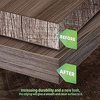 Vista 23 de Bandas de borde de melamina, rollo de chapa de 1/2 pulgada x 25 pies de borde blanco pre-pegado, cinta de madera real para reparación de gabinetes