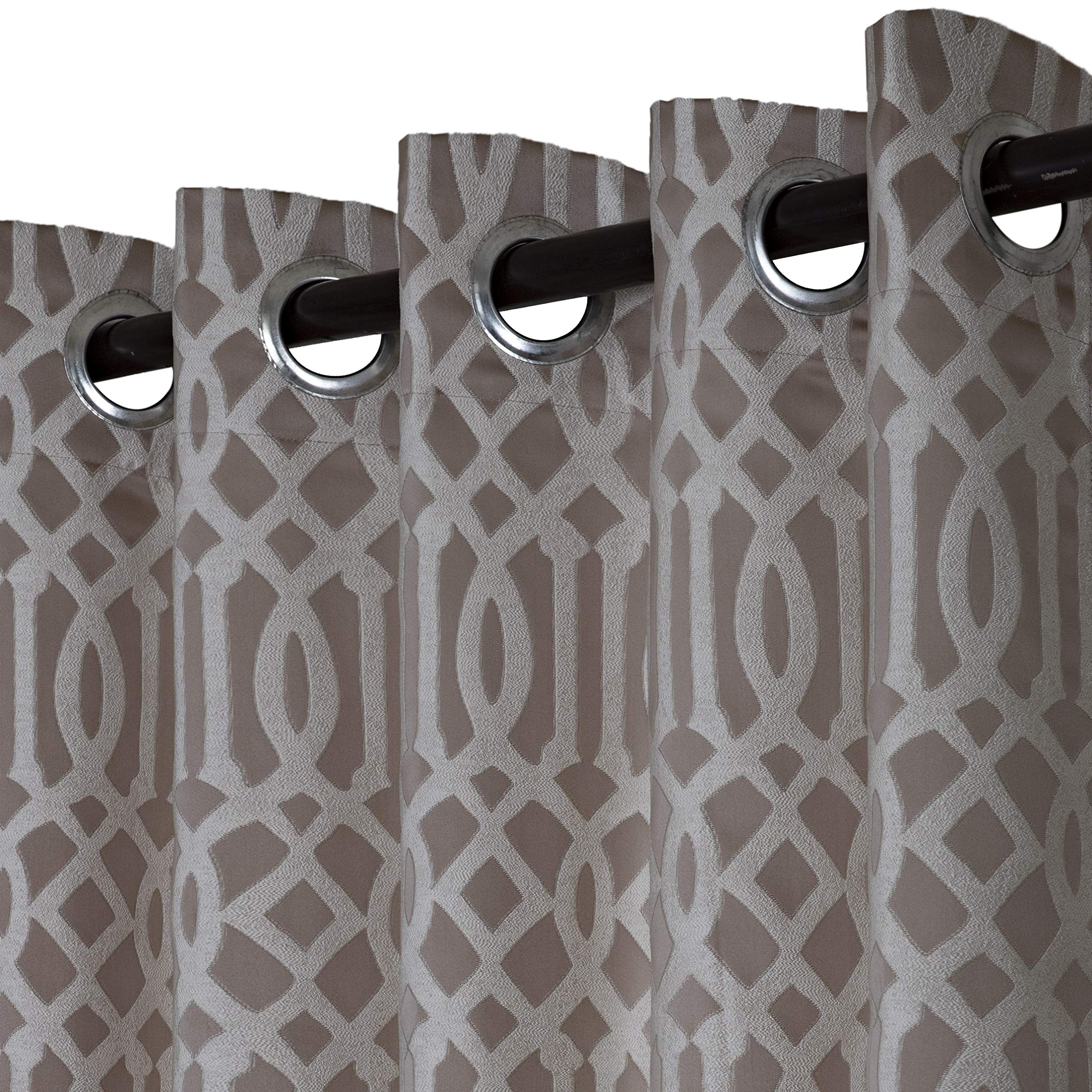 Urban Hues Eyelet Polyester Jacquard Fabric Window/Door Curtains (5 FT, Beige)