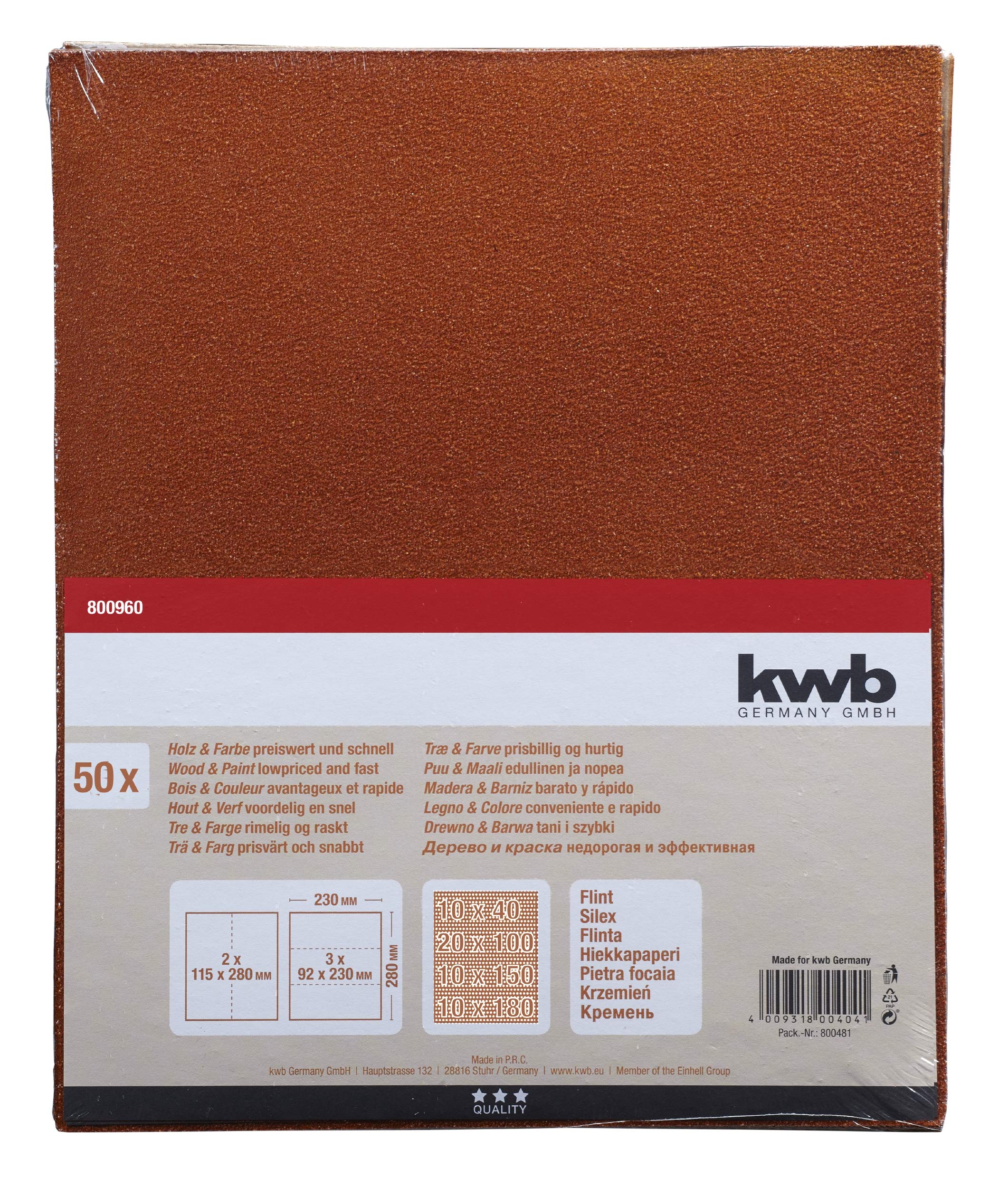 Papier De Verre Wolfcraft - Lot De 16 Feuilles Grains 80/120/240 - 230x280 Mm