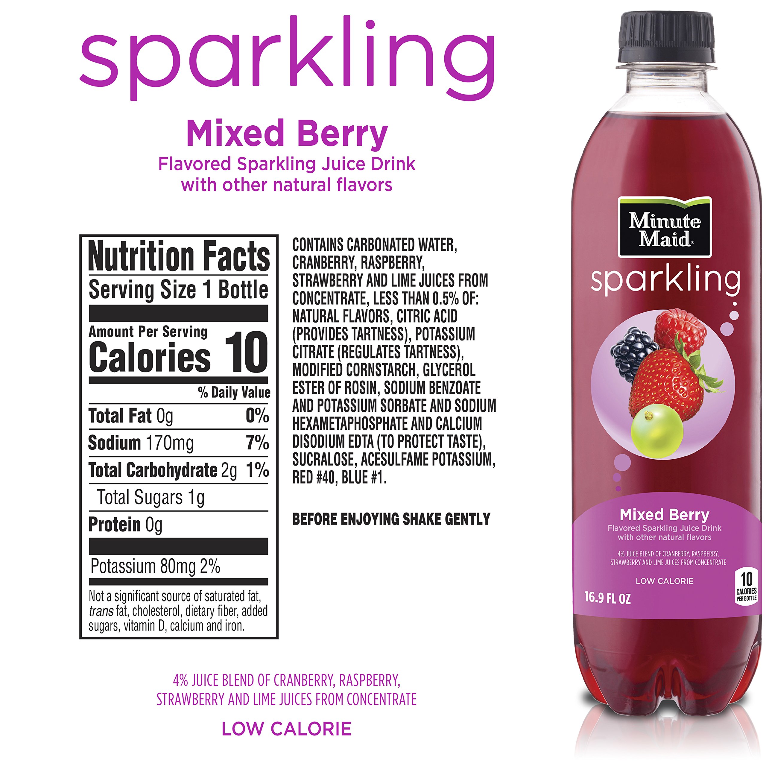 Minute Maid Sparkling Mixed Berry, Sparkling Juice Drink, 16.9 fl oz