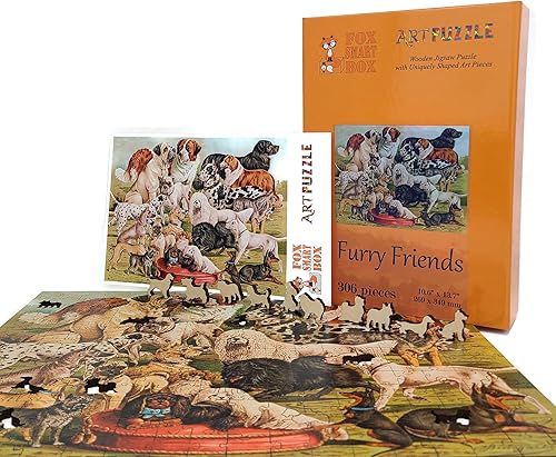 Miniatura 2 de FoxSmartBox - Rompecabezas de madera para adultos, piezas de forma única, fabricado en los Estados Unidos por FoxSmartBox - 306 piezas - Amigos