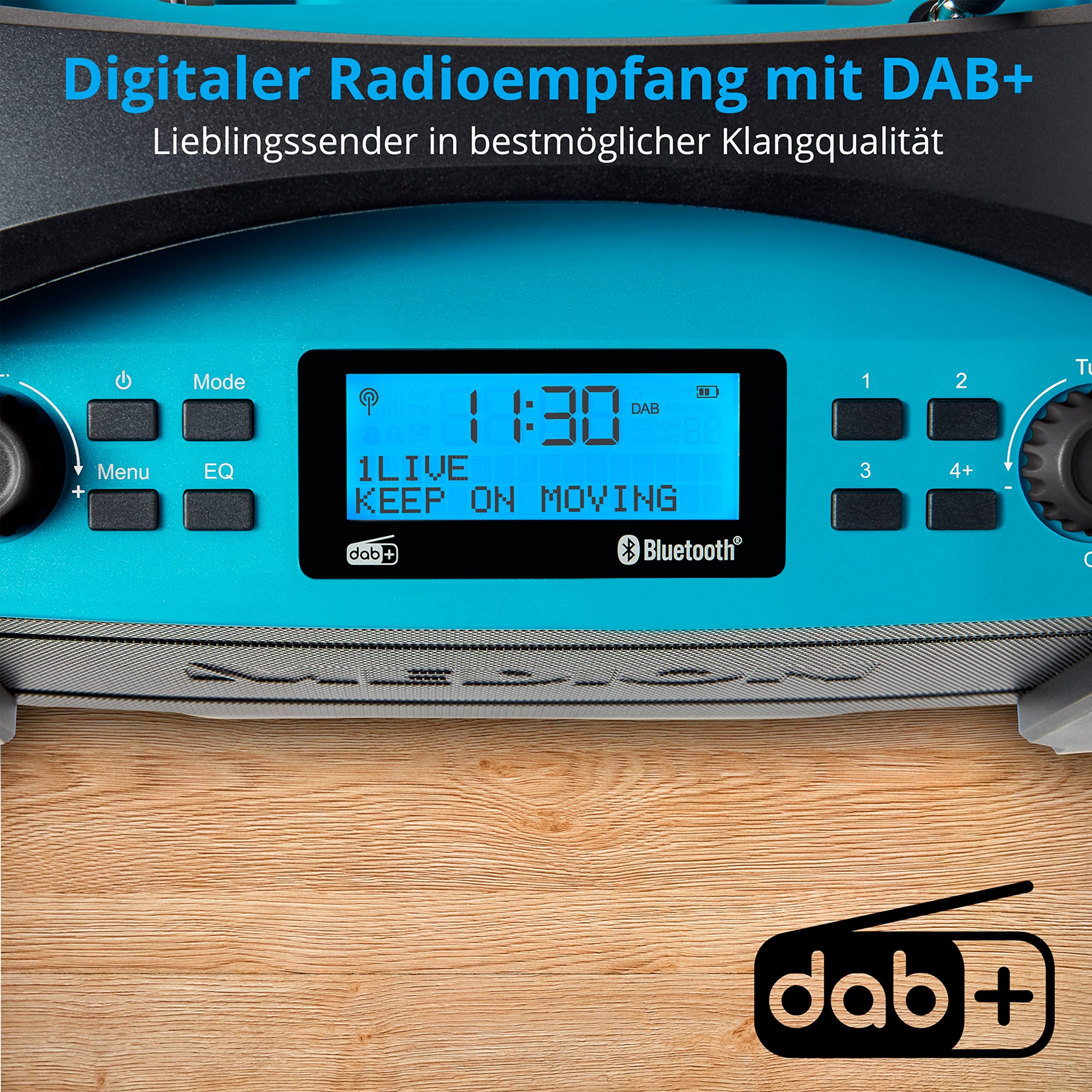 MEDION Radio da cantiere LIFE (E66050), Radio DAB+ e Bluetooth per esterni e interni, Radio portatile e ricaricabile ideale per il campeggio o il giardino e resistente all'acqua