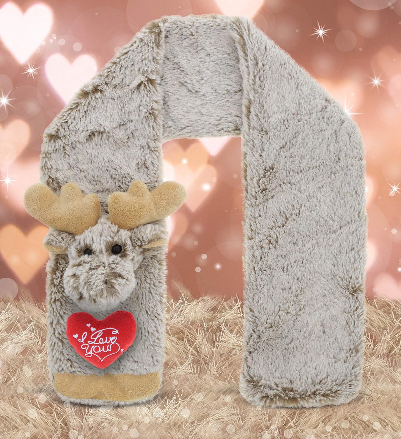 DolliBu Bufanda de felpa con diseño de alce con texto en inglés «I Love ...