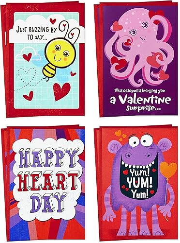 Miniatura 10 de Hallmark Tarjetas de San Valentín para la escuela de niños, dinosaurios (8 aulas de San Valentín con sobres)