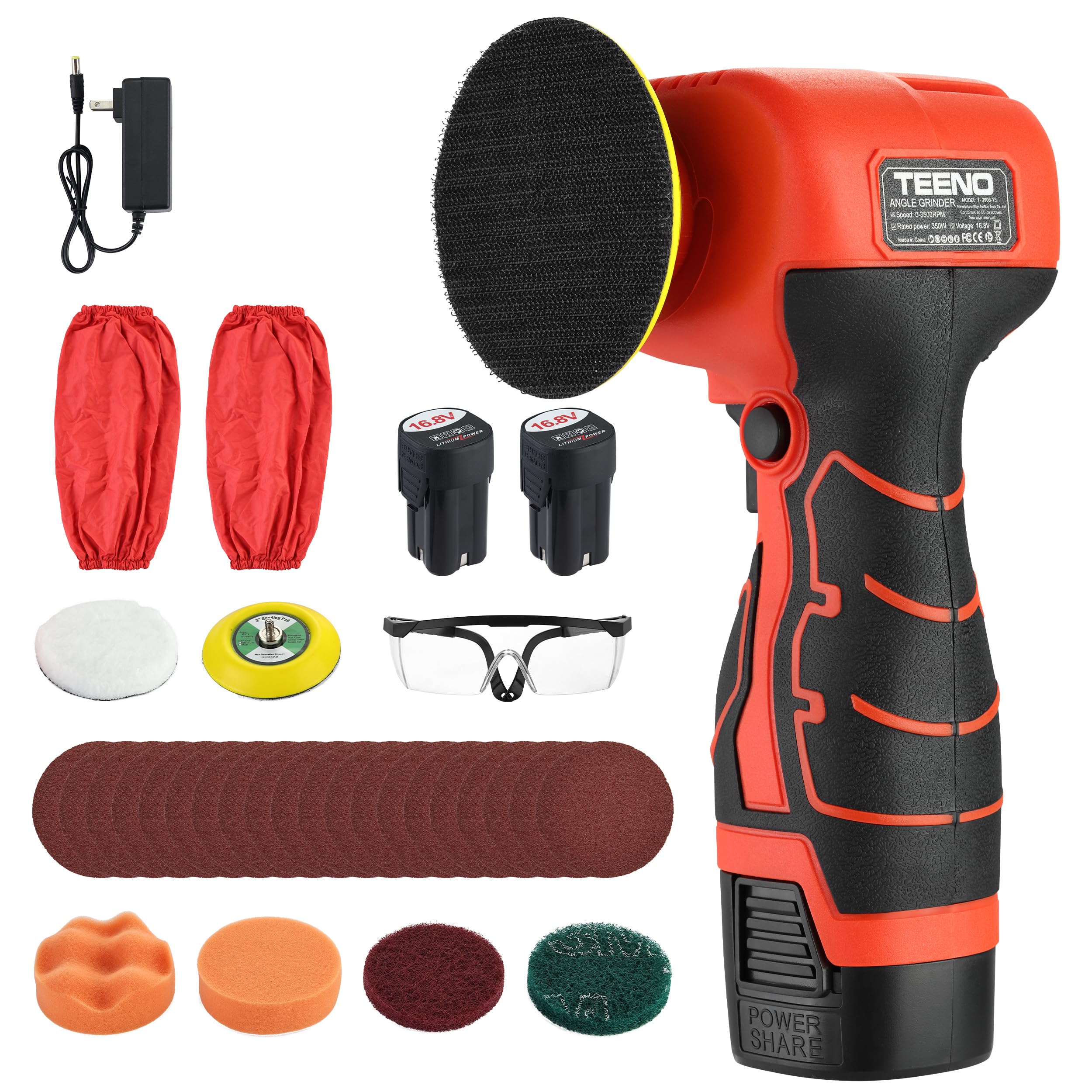 Ponceuse Polisseuse sans Fil 16,8 V, Mini Orbitale 76 mm avec Batteries