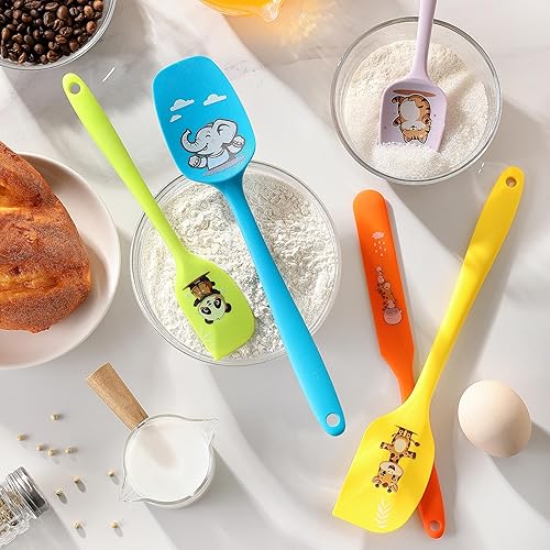 Miniatura 9 de 5 piezas de juego de espátulas de silicona de goma, DQELFA espátulas resistentes al calor de grado alimenticio para uso en la cocina, para cocinar