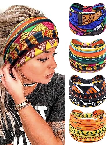 PROPOG Diademas bohemias para mujer, bandas anchas antideslizantes para el cabello, accesorios para el cabello, bandas anudadas para la cabeza,