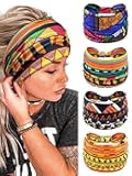 Boho Headbands for Women Non Slip Wide Hair Bands Hair Accessories Knotted Head Bands Cloth Headband Soft Head Wraps African Bandana Workout Yoga -A