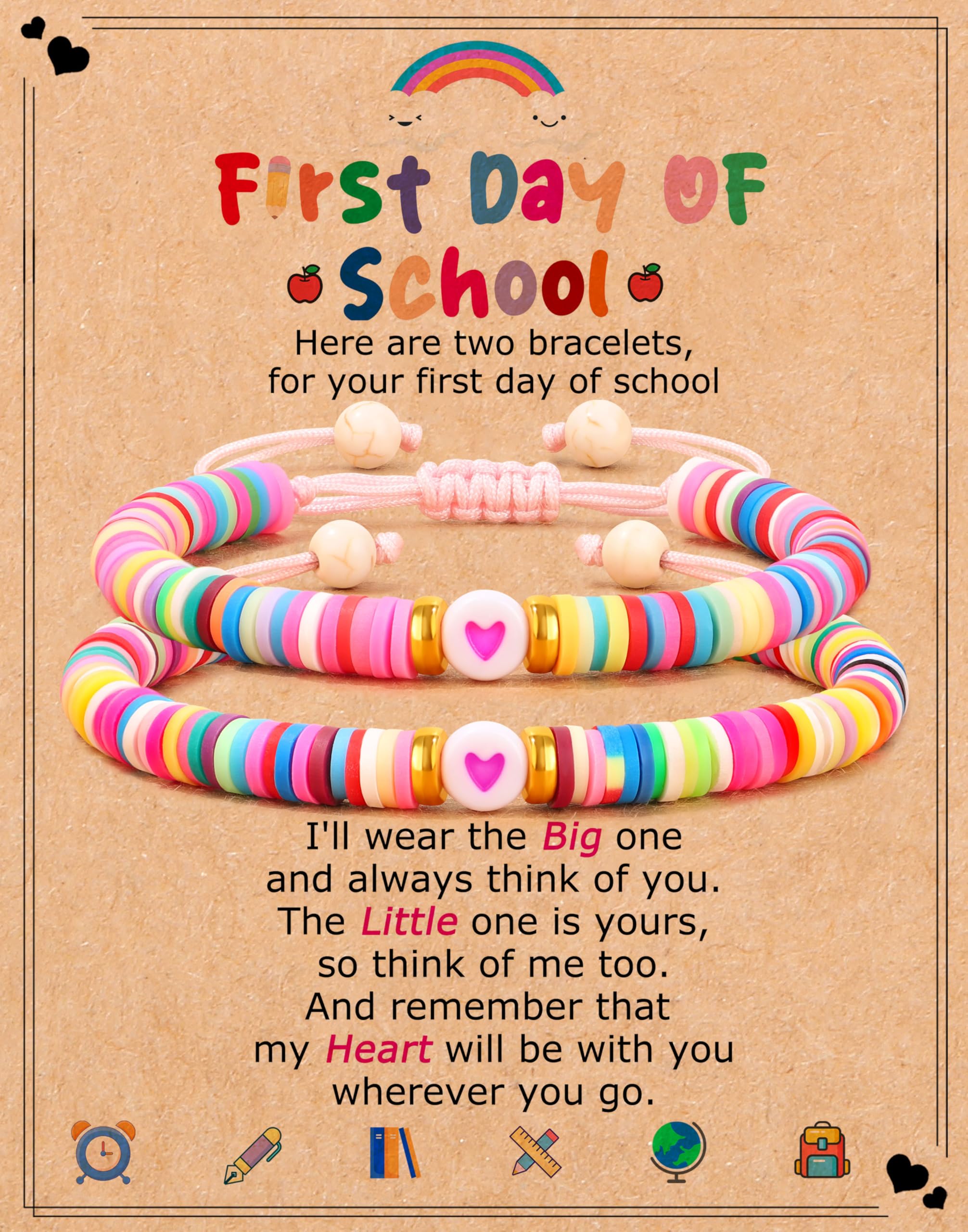 Back to School Stuff First Day of School Gifts Bracelets for Mommy and Me