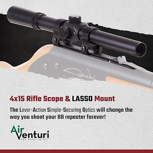 Miniatura 3 de Air Venturi 4x15 - Mira para rifle de aire y montaje en lazo, accesorio de mira para rifle de balines